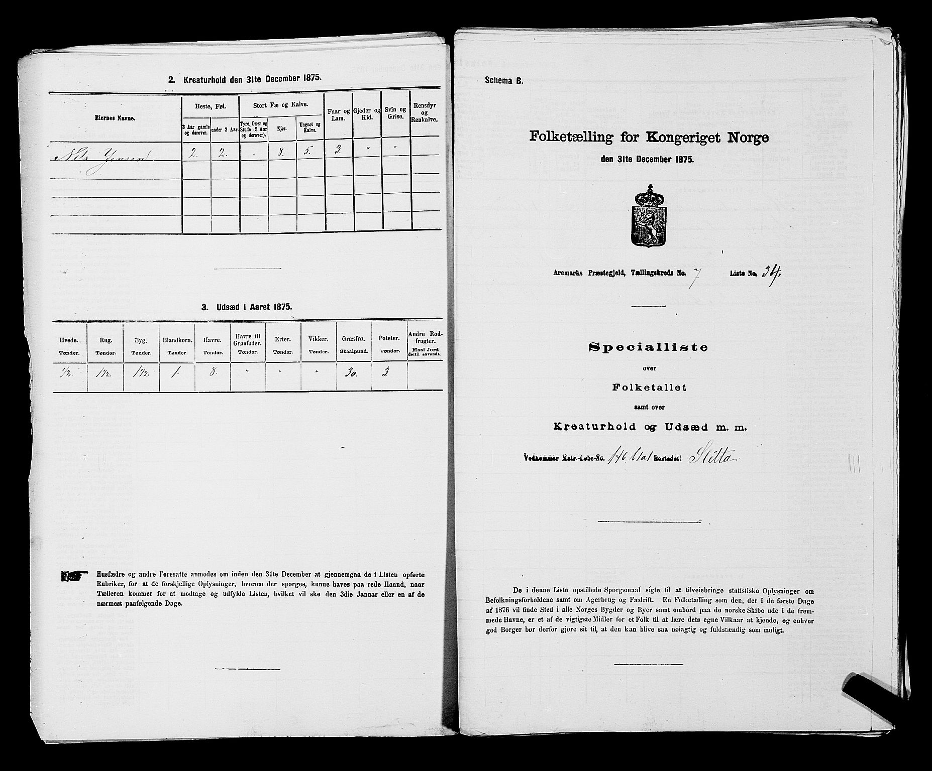 RA, Folketelling 1875 for 0118P Aremark prestegjeld, 1875, s. 1048