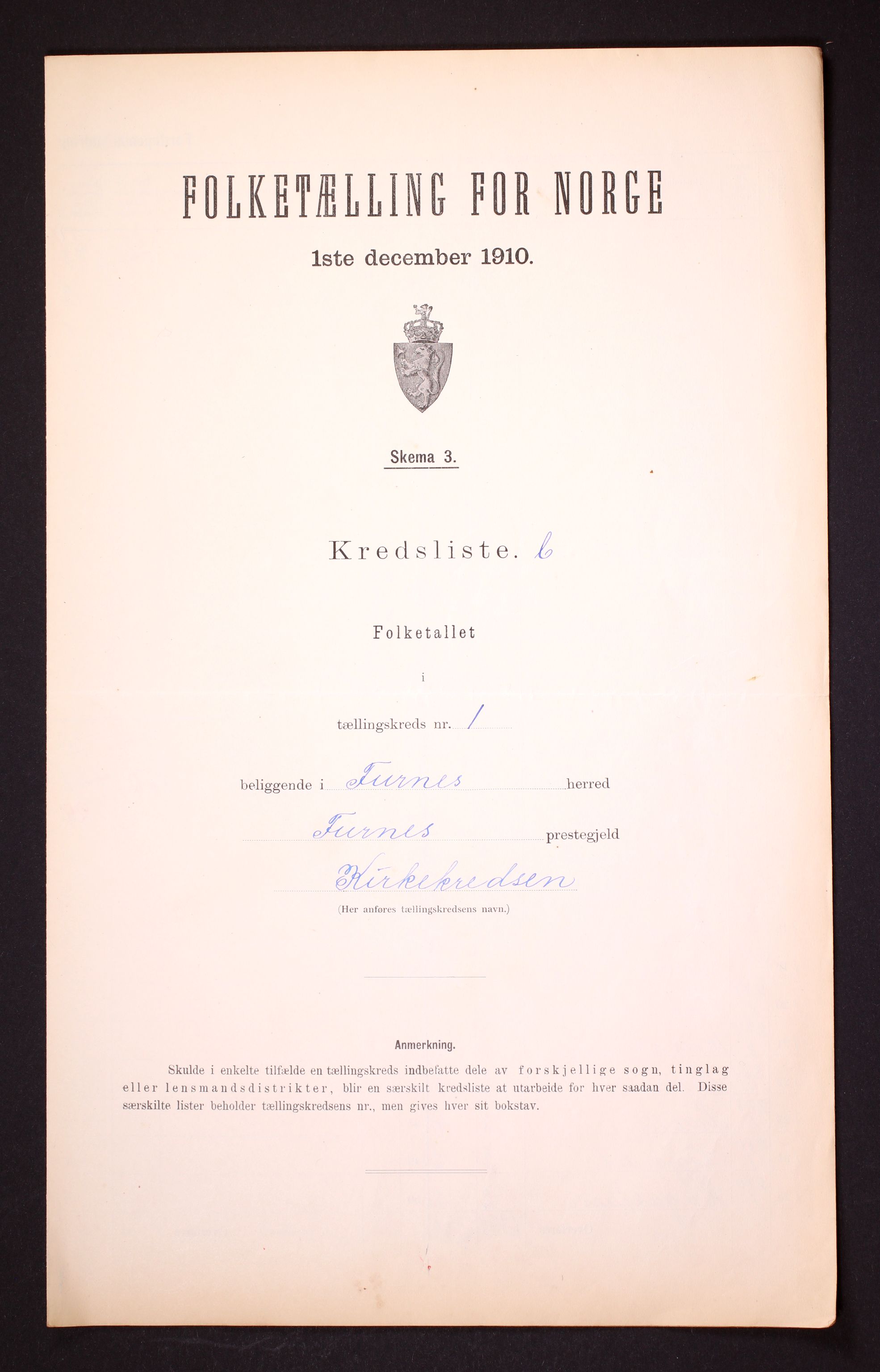 RA, Folketelling 1910 for 0413 Furnes herred, 1910, s. 6