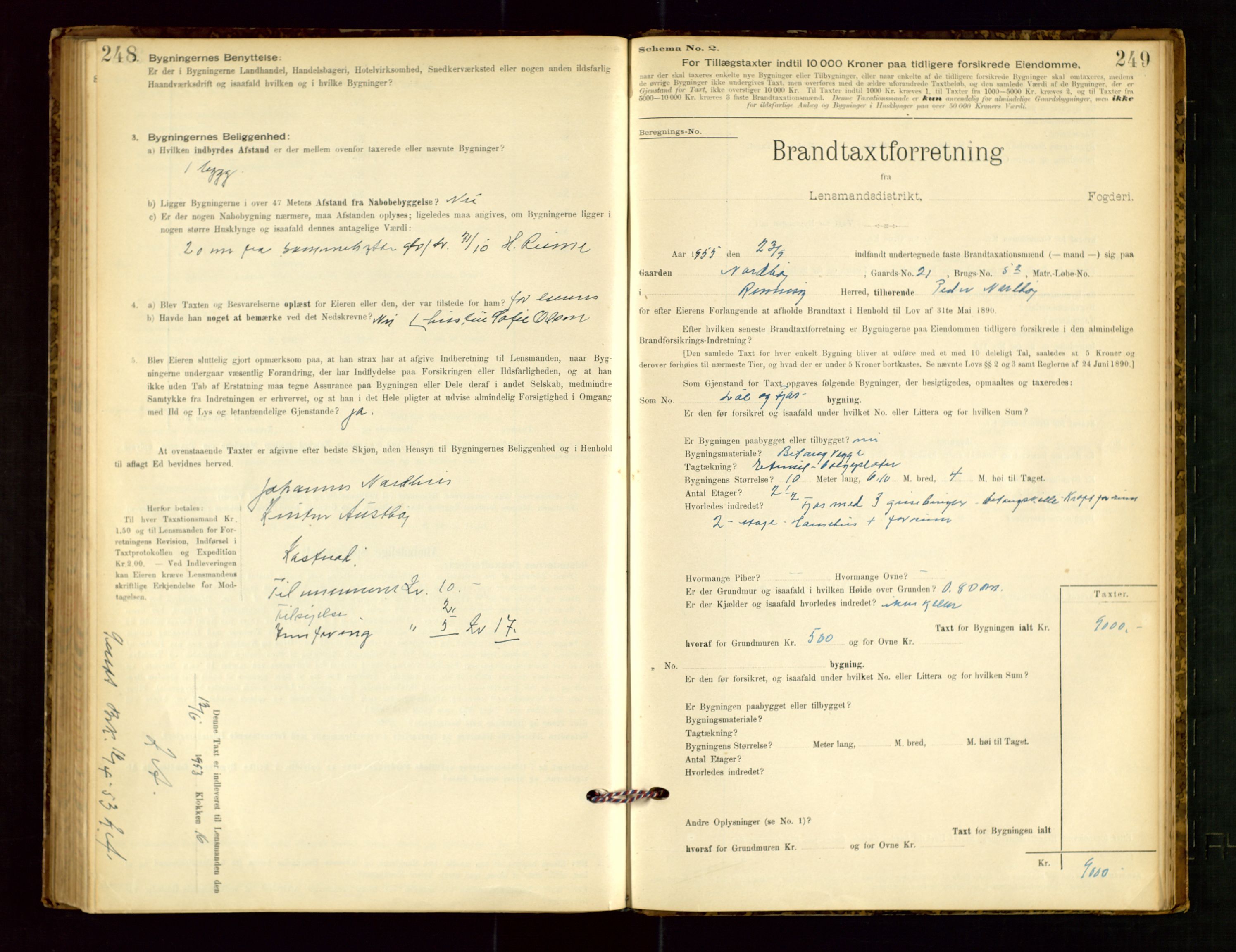 Rennesøy lensmannskontor, SAST/A-100165/Gob/L0001: Branntakstprotokoll - skjematakst, 1900-1956, s. 248-249