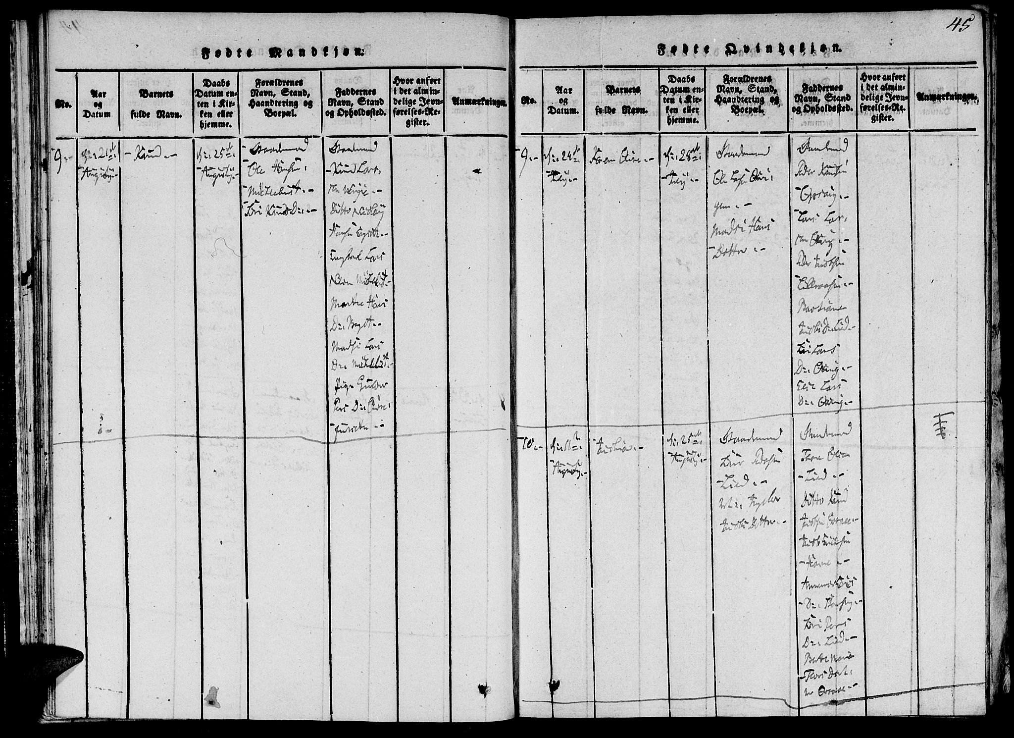 Ministerialprotokoller, klokkerbøker og fødselsregistre - Møre og Romsdal, AV/SAT-A-1454/520/L0273: Ministerialbok nr. 520A03, 1817-1826, s. 45