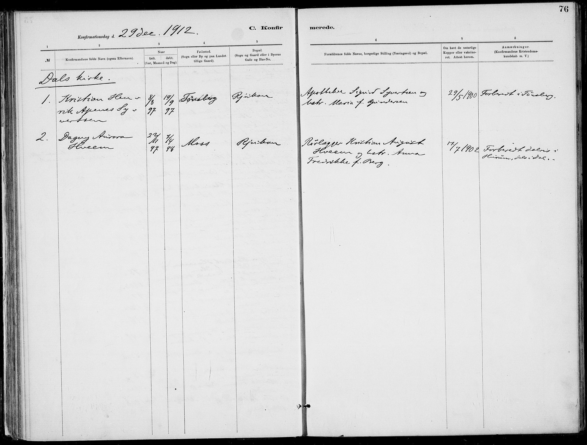 Rjukan kirkebøker, AV/SAKO-A-294/F/Fa/L0001: Ministerialbok nr. 1, 1878-1912, s. 76
