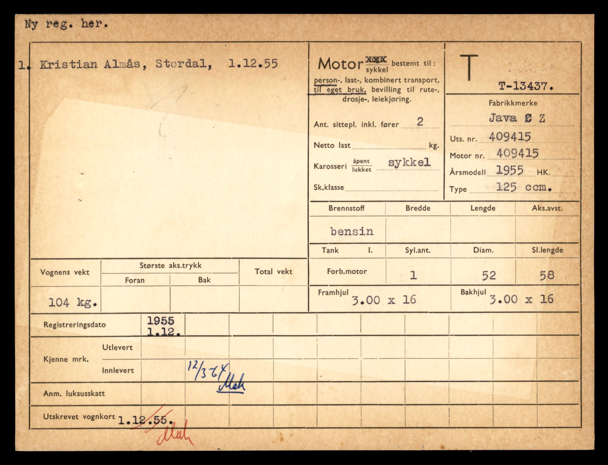 Møre og Romsdal vegkontor - Ålesund trafikkstasjon, AV/SAT-A-4099/F/Fe/L0039: Registreringskort for kjøretøy T 13361 - T 13530, 1927-1998, s. 1283