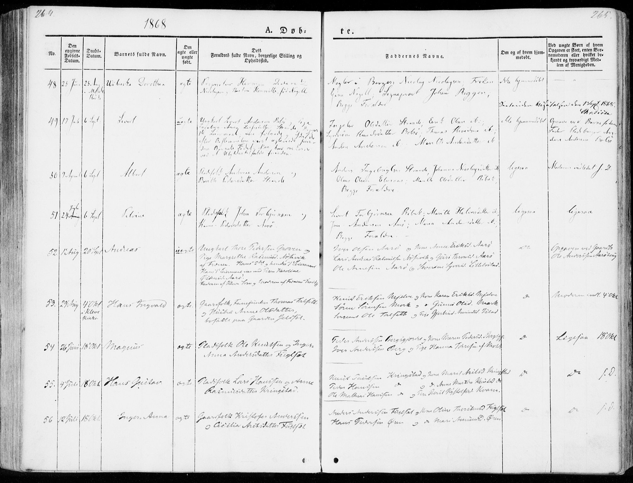 Ministerialprotokoller, klokkerbøker og fødselsregistre - Møre og Romsdal, AV/SAT-A-1454/555/L0653: Ministerialbok nr. 555A04, 1843-1869, s. 264-265
