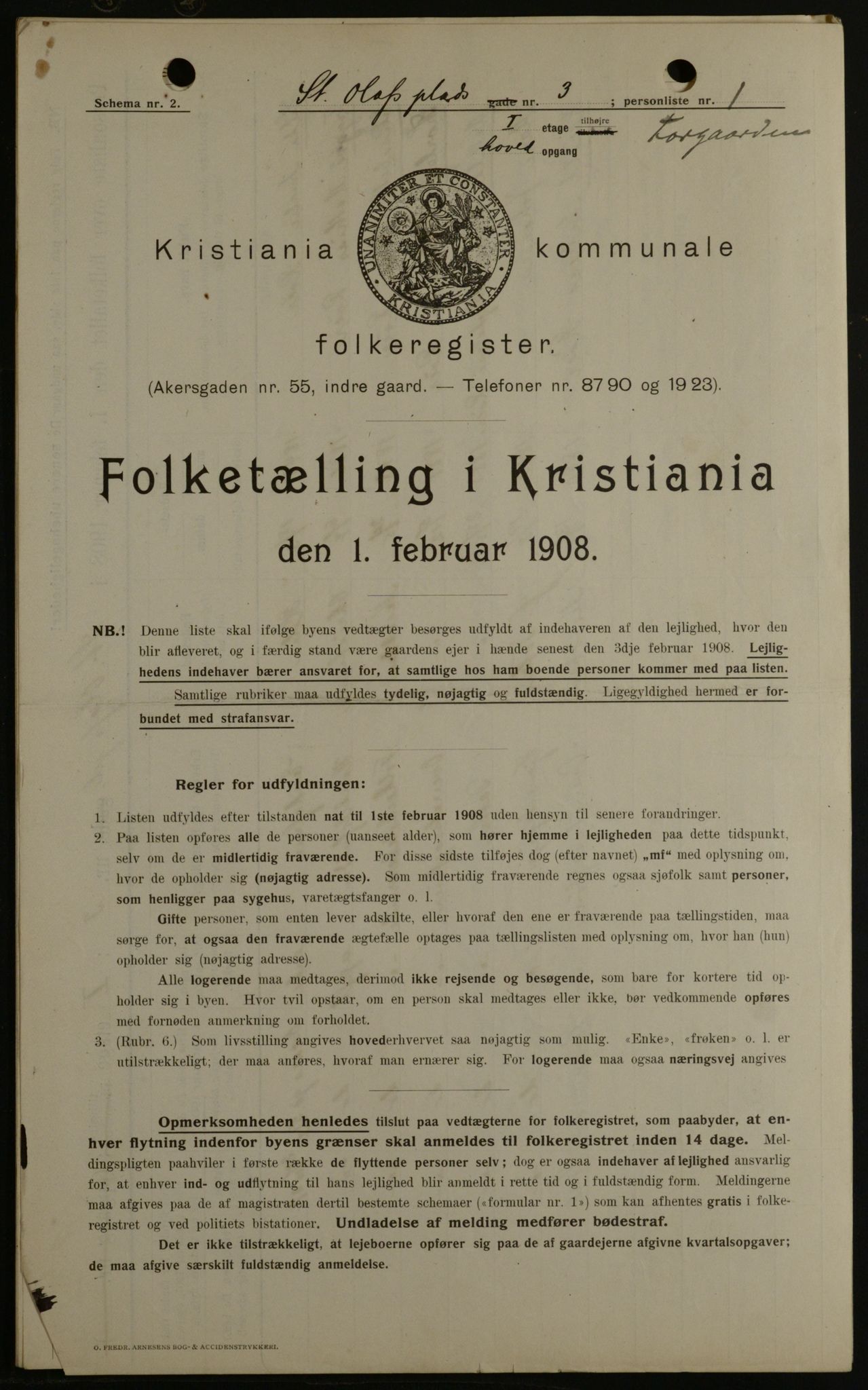 OBA, Kommunal folketelling 1.2.1908 for Kristiania kjøpstad, 1908, s. 79641