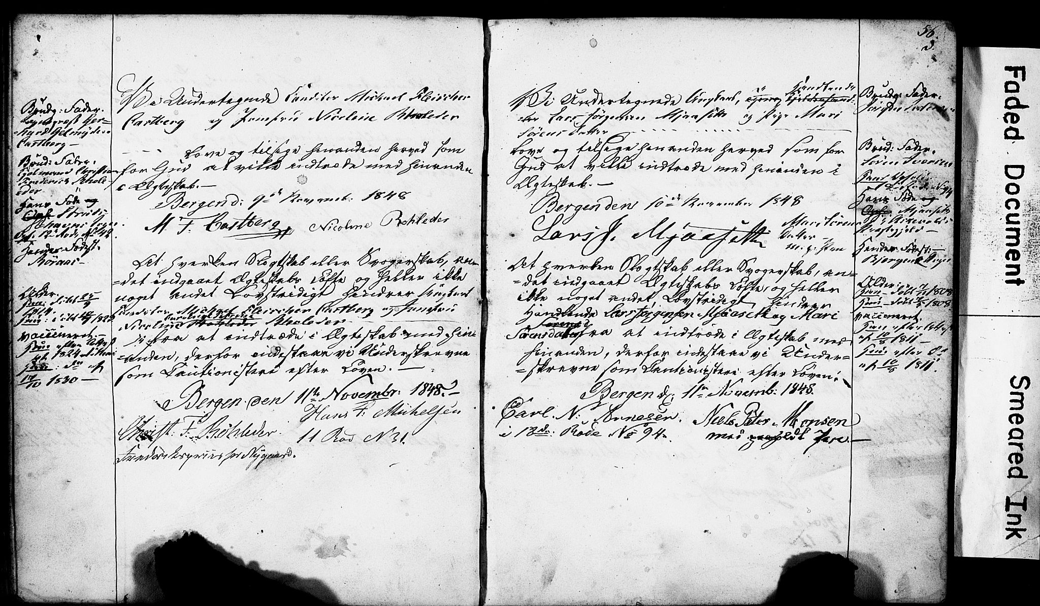 Domkirken sokneprestembete, SAB/A-74801: Forlovererklæringer nr. II.5.4, 1845-1852, s. 56