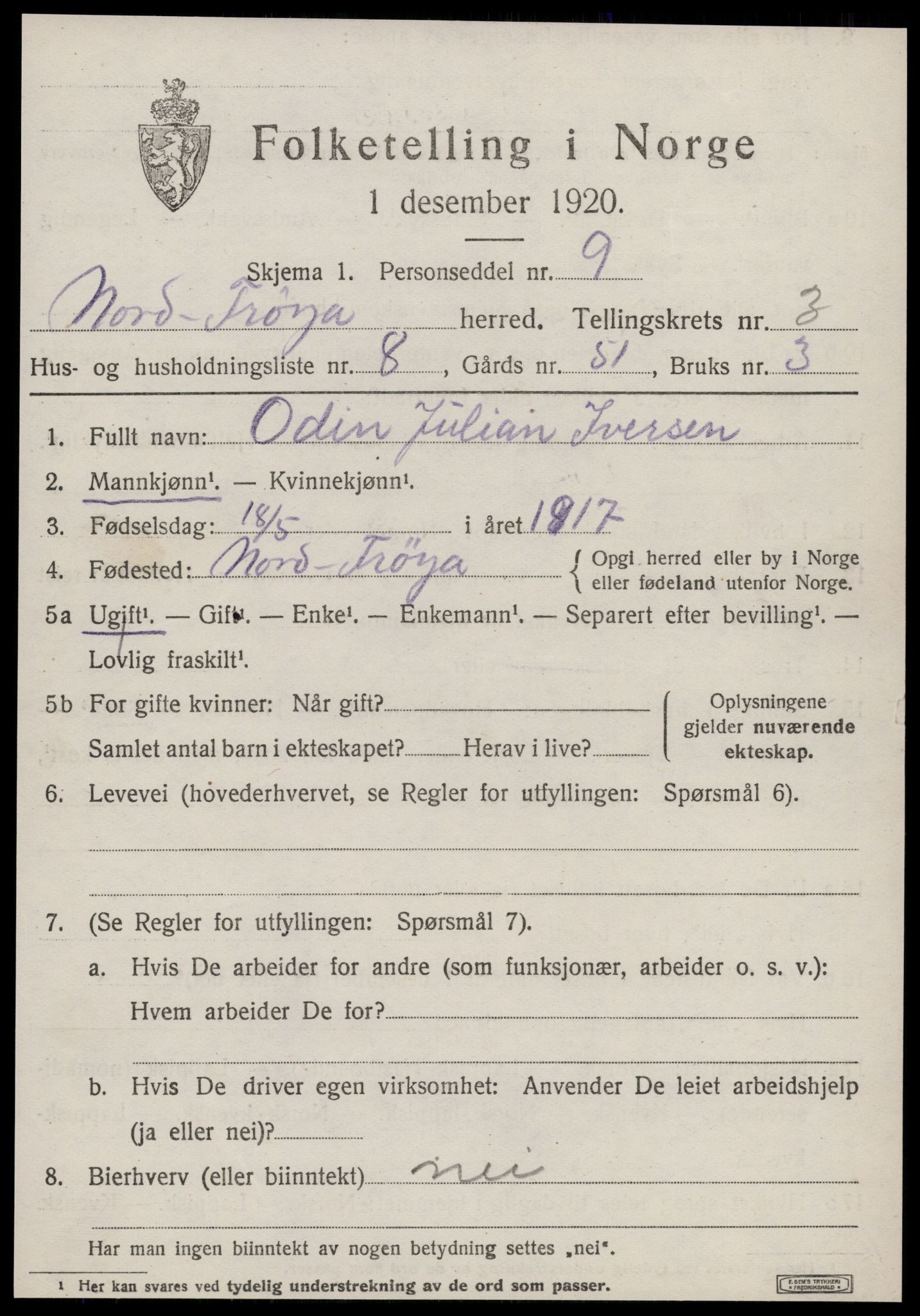 SAT, Folketelling 1920 for 1620 Nord-Frøya herred, 1920, s. 7511