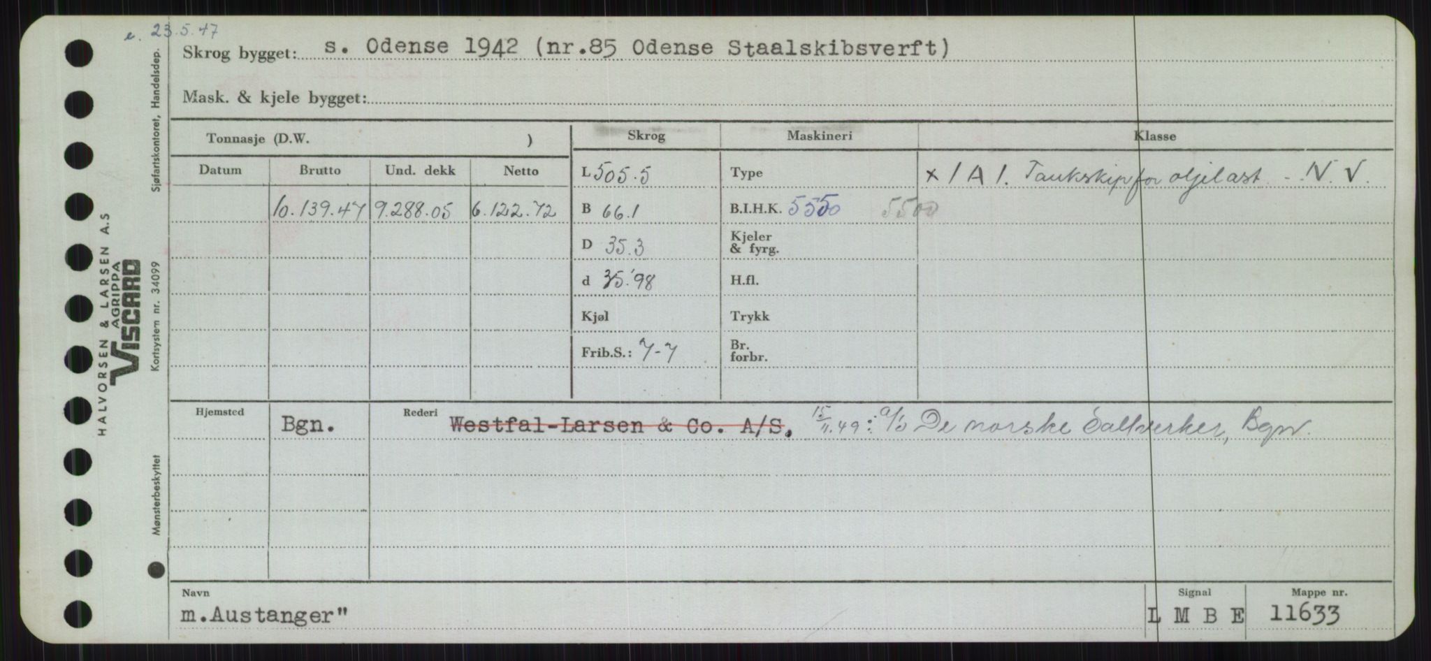 Sjøfartsdirektoratet med forløpere, Skipsmålingen, RA/S-1627/H/Hb/L0001: Fartøy, A-D, s. 119