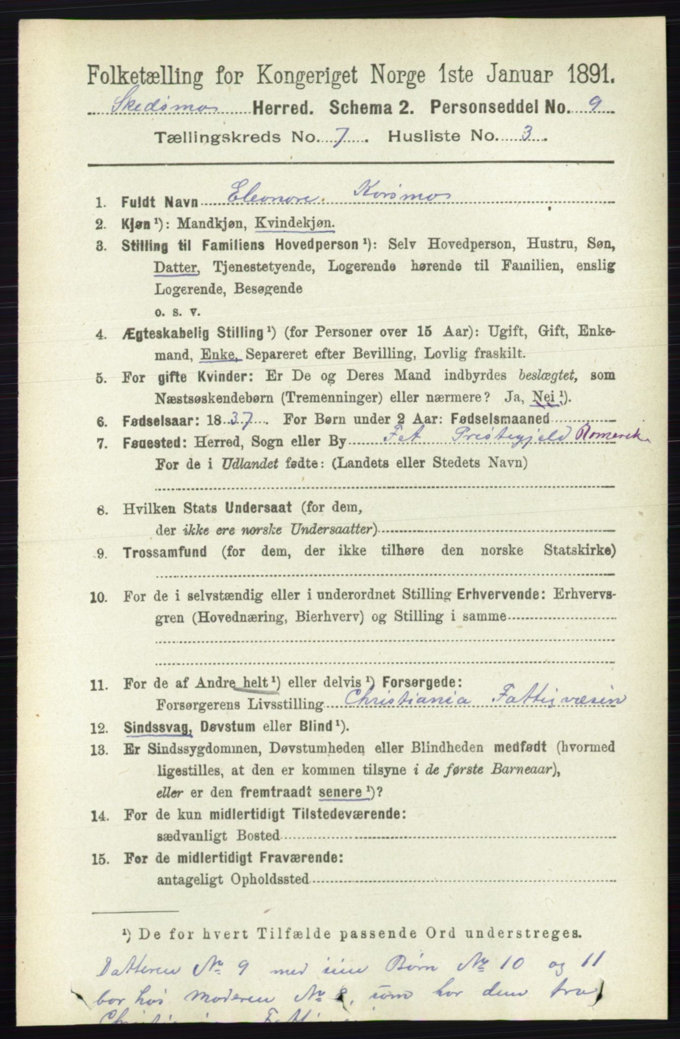 RA, Folketelling 1891 for 0231 Skedsmo herred, 1891, s. 3369