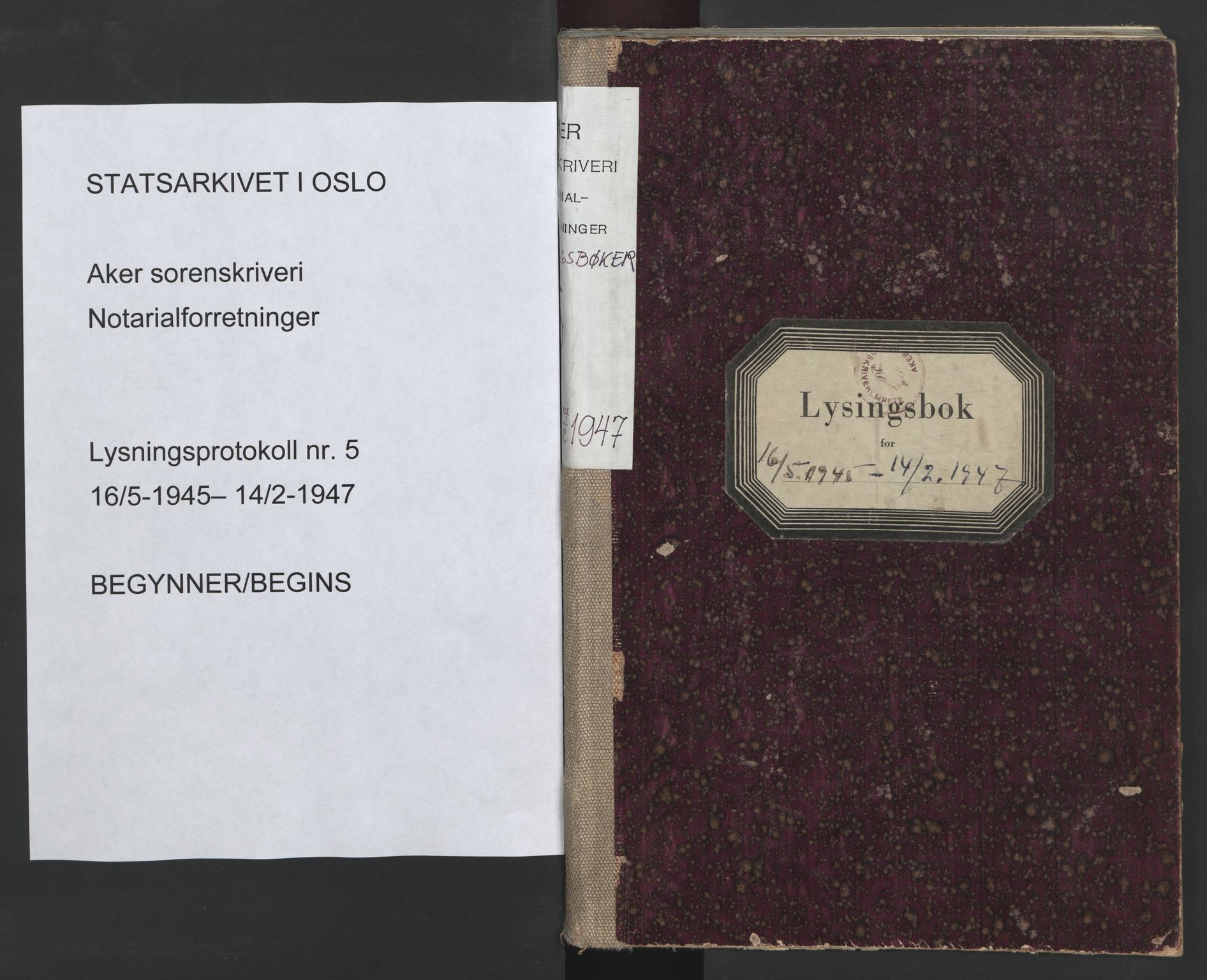 Aker sorenskriveri, AV/SAO-A-10895/L/Lb/L0005: Lysningsbok, 1945-1947