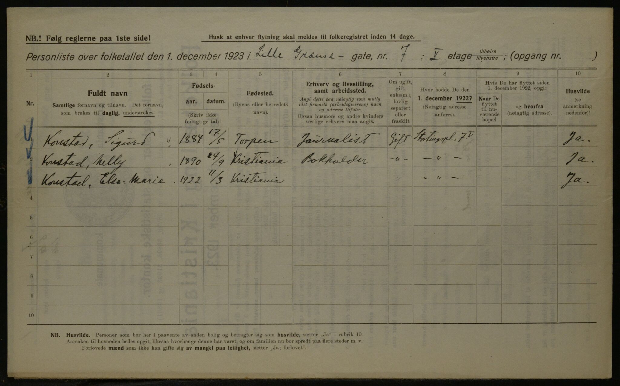 OBA, Kommunal folketelling 1.12.1923 for Kristiania, 1923, s. 63946