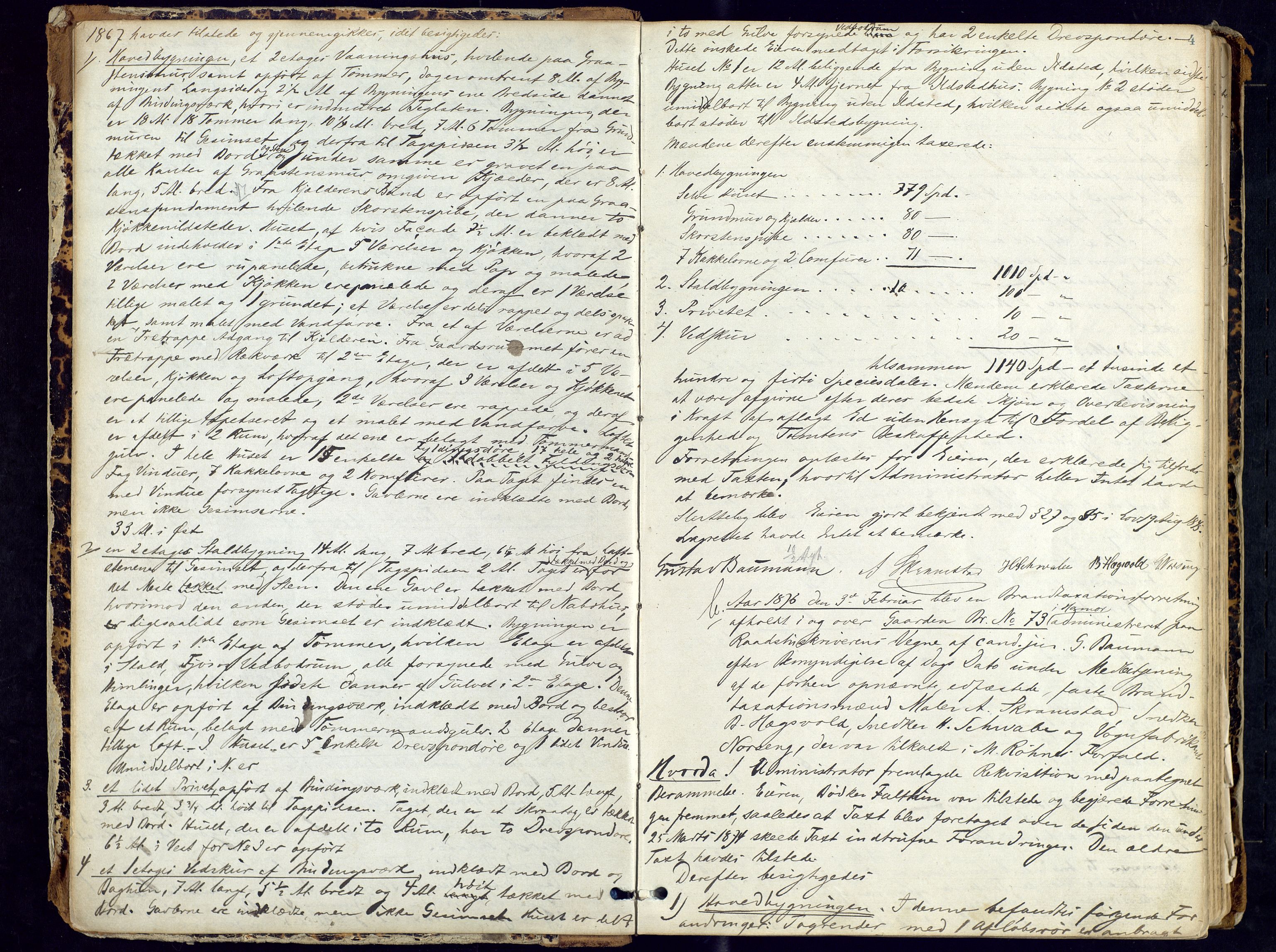 Norges Brannkasse, Hamar, AV/SAH-NBRANH-006/F/Fa/L0002: Branntakstprotokoll, 1876-1886, s. 3b-4a
