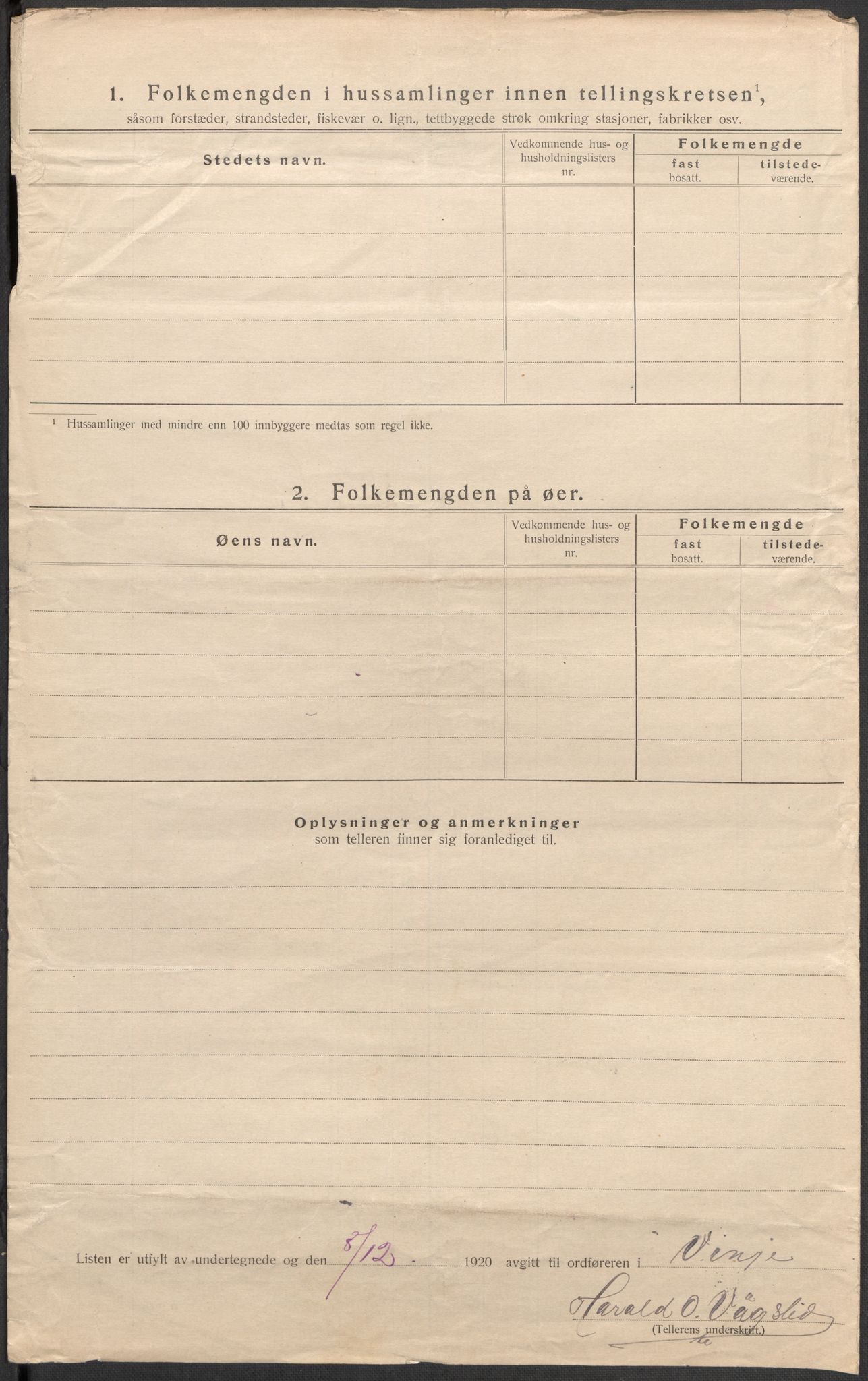 SAKO, Folketelling 1920 for 0834 Vinje herred, 1920, s. 45