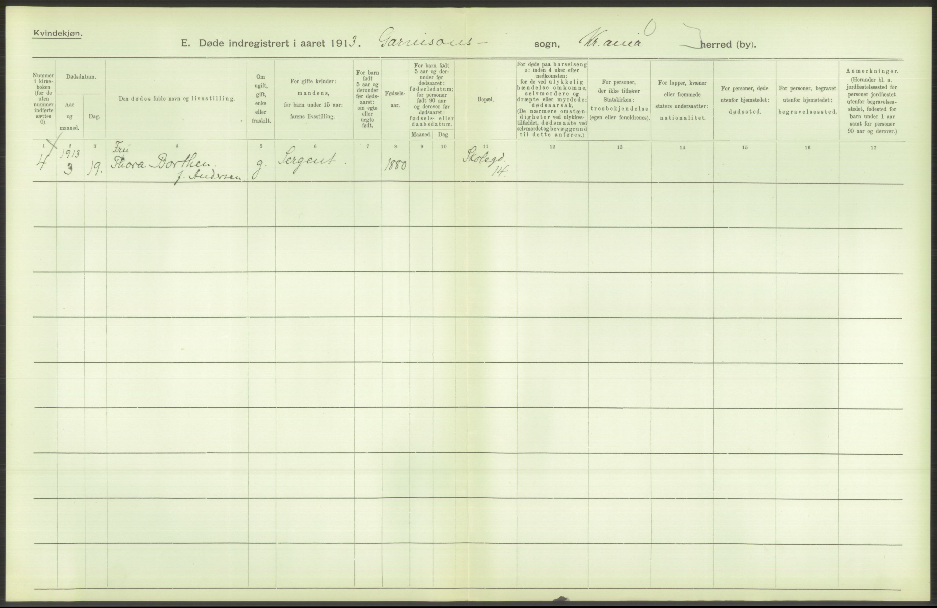 Statistisk sentralbyrå, Sosiodemografiske emner, Befolkning, AV/RA-S-2228/D/Df/Dfb/Dfbc/L0010: Kristiania: Døde, dødfødte., 1913, s. 474