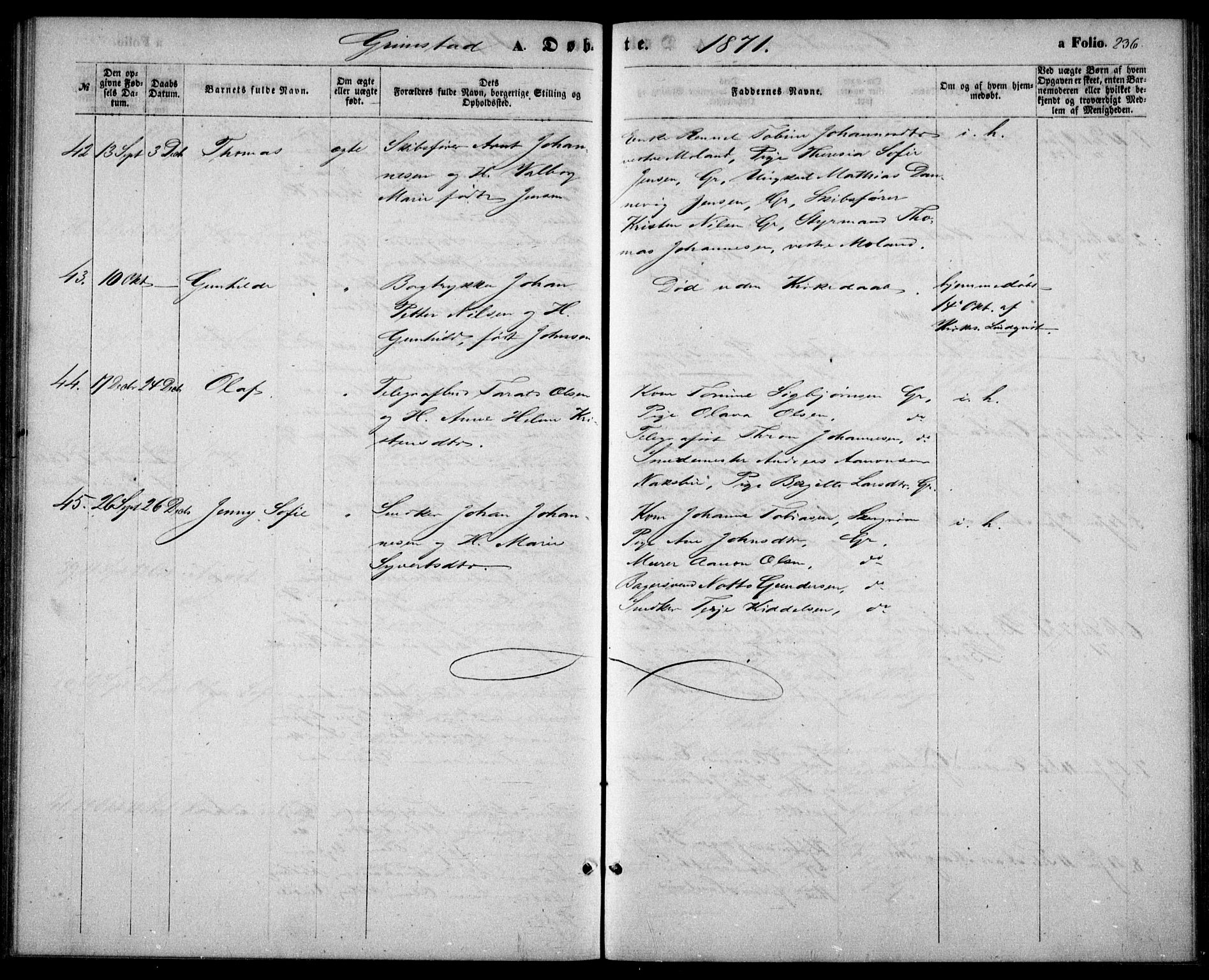 Fjære sokneprestkontor, AV/SAK-1111-0011/F/Fb/L0009: Klokkerbok nr. B 9, 1867-1870, s. 236