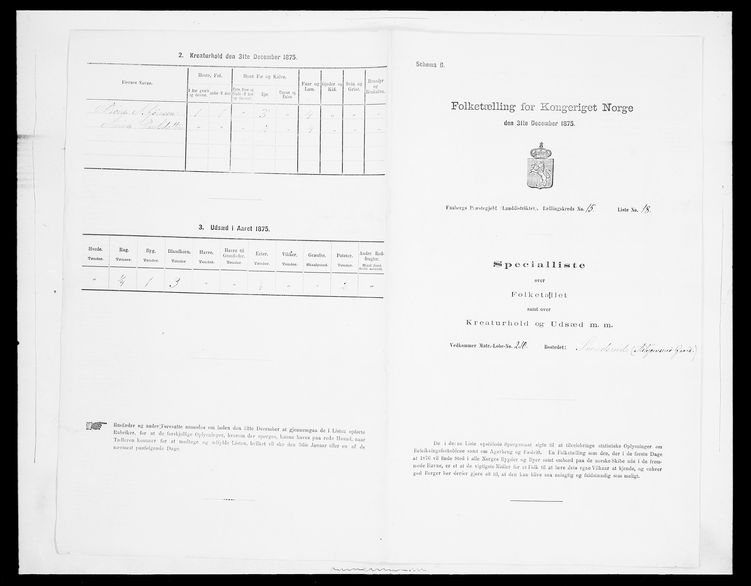 SAH, Folketelling 1875 for 0524L Fåberg prestegjeld, Fåberg sokn og Lillehammer landsokn, 1875, s. 1865