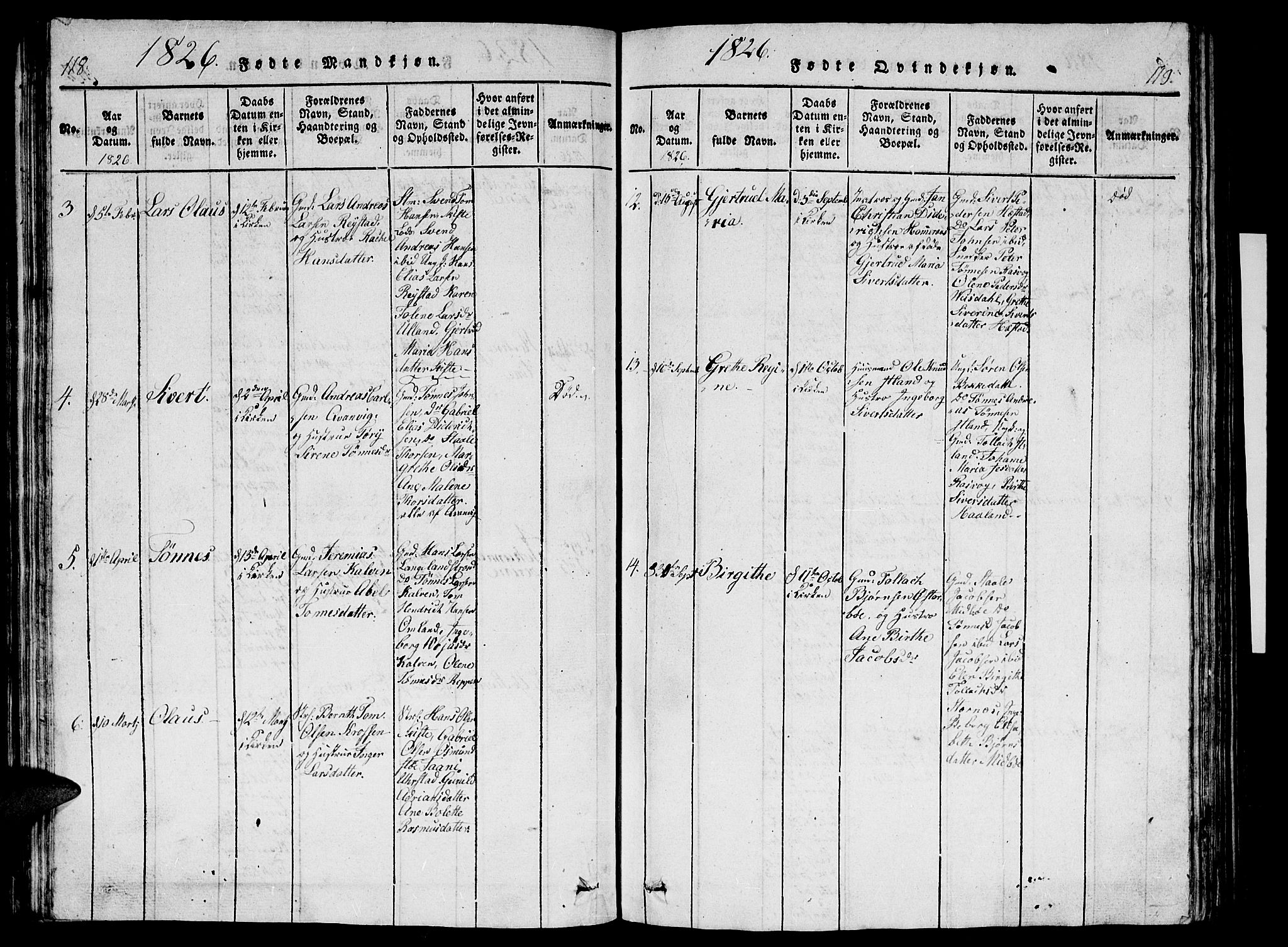 Flekkefjord sokneprestkontor, AV/SAK-1111-0012/F/Fb/Fbb/L0001: Klokkerbok nr. B 1, 1815-1830, s. 118-119