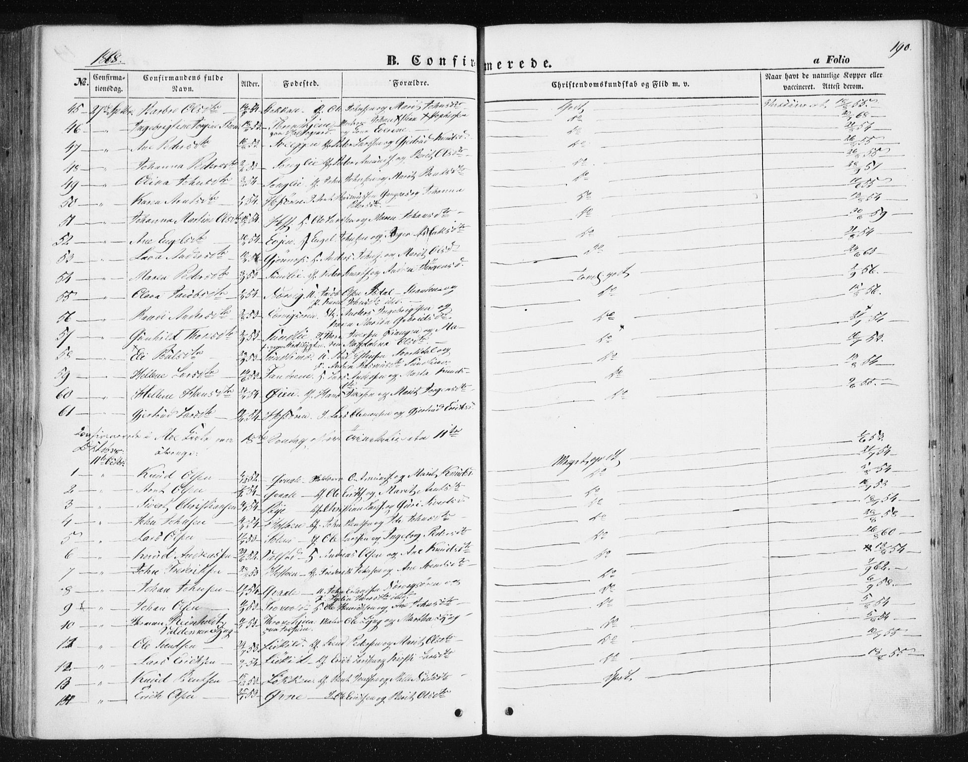 Ministerialprotokoller, klokkerbøker og fødselsregistre - Sør-Trøndelag, SAT/A-1456/668/L0806: Ministerialbok nr. 668A06, 1854-1869, s. 190
