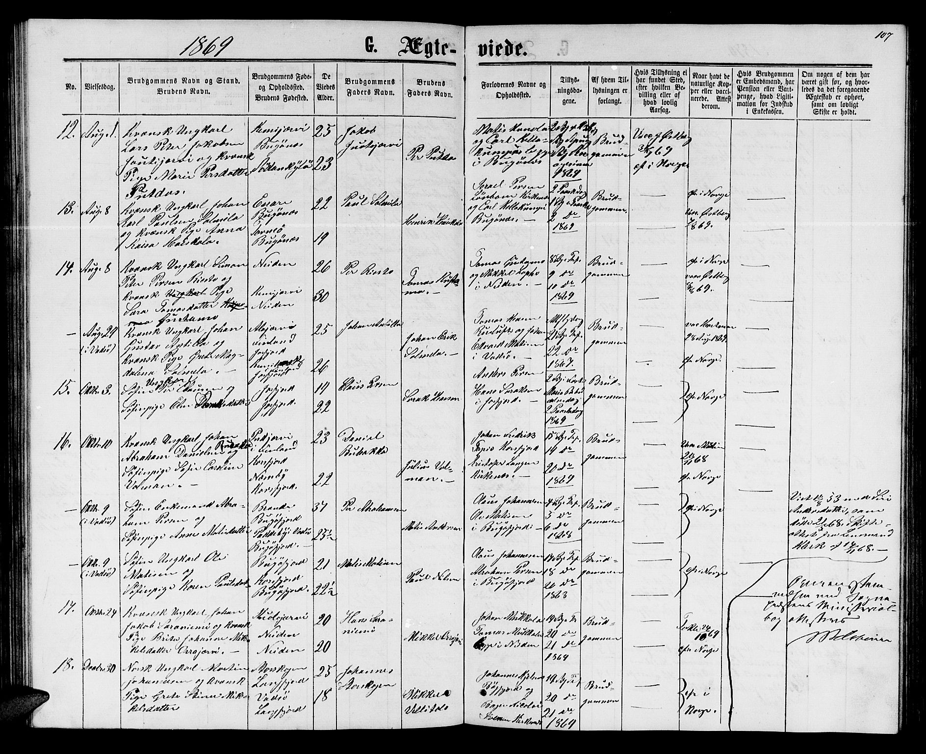 Sør-Varanger sokneprestkontor, AV/SATØ-S-1331/H/Hb/L0001klokker: Klokkerbok nr. 1, 1863-1872, s. 107
