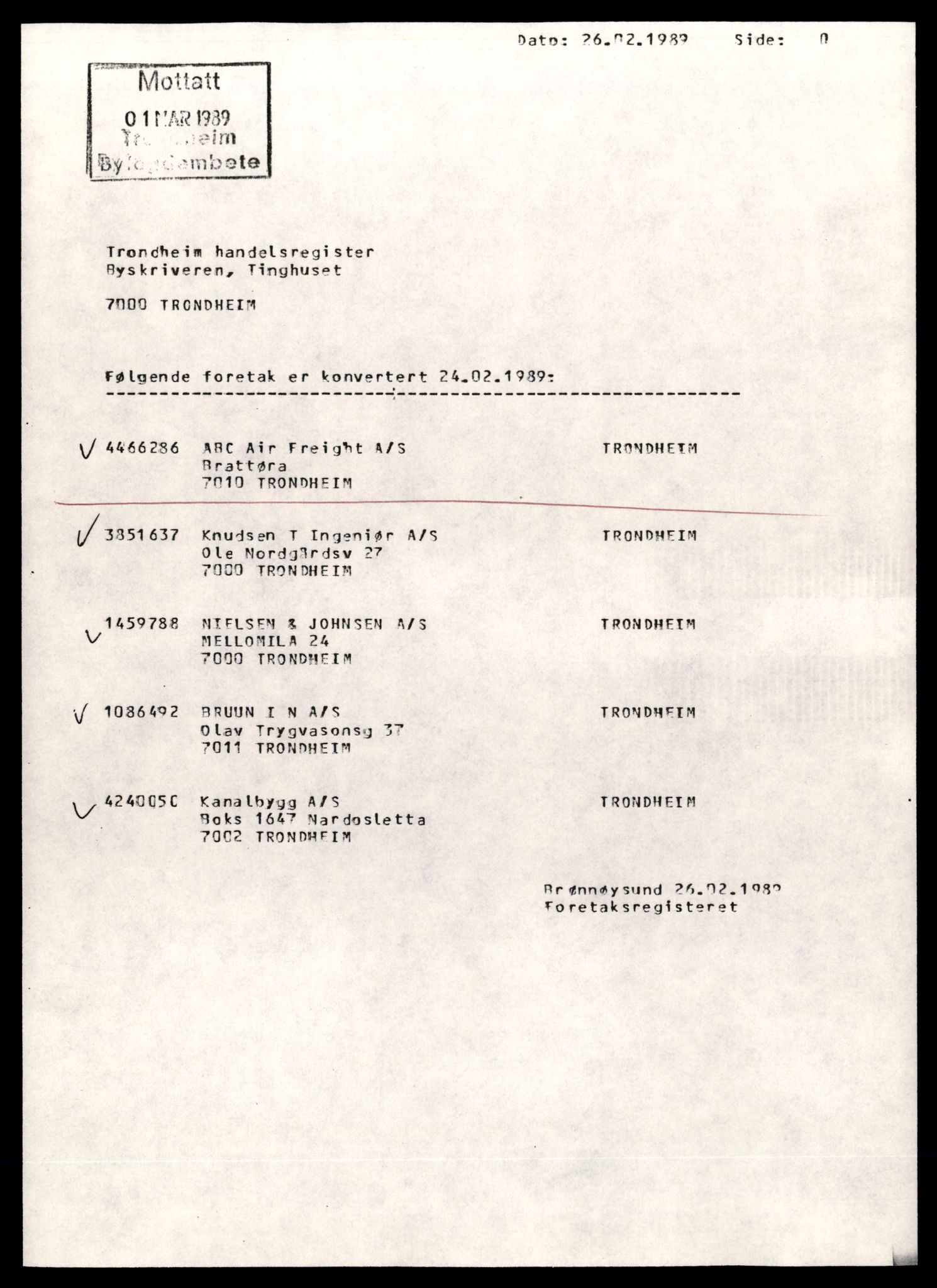 Trondheim byfogd, AV/SAT-A-0003/2/J/Jd/Jdd/L0001: Aksjeselskap, A-Alt, 1944-1990, s. 1