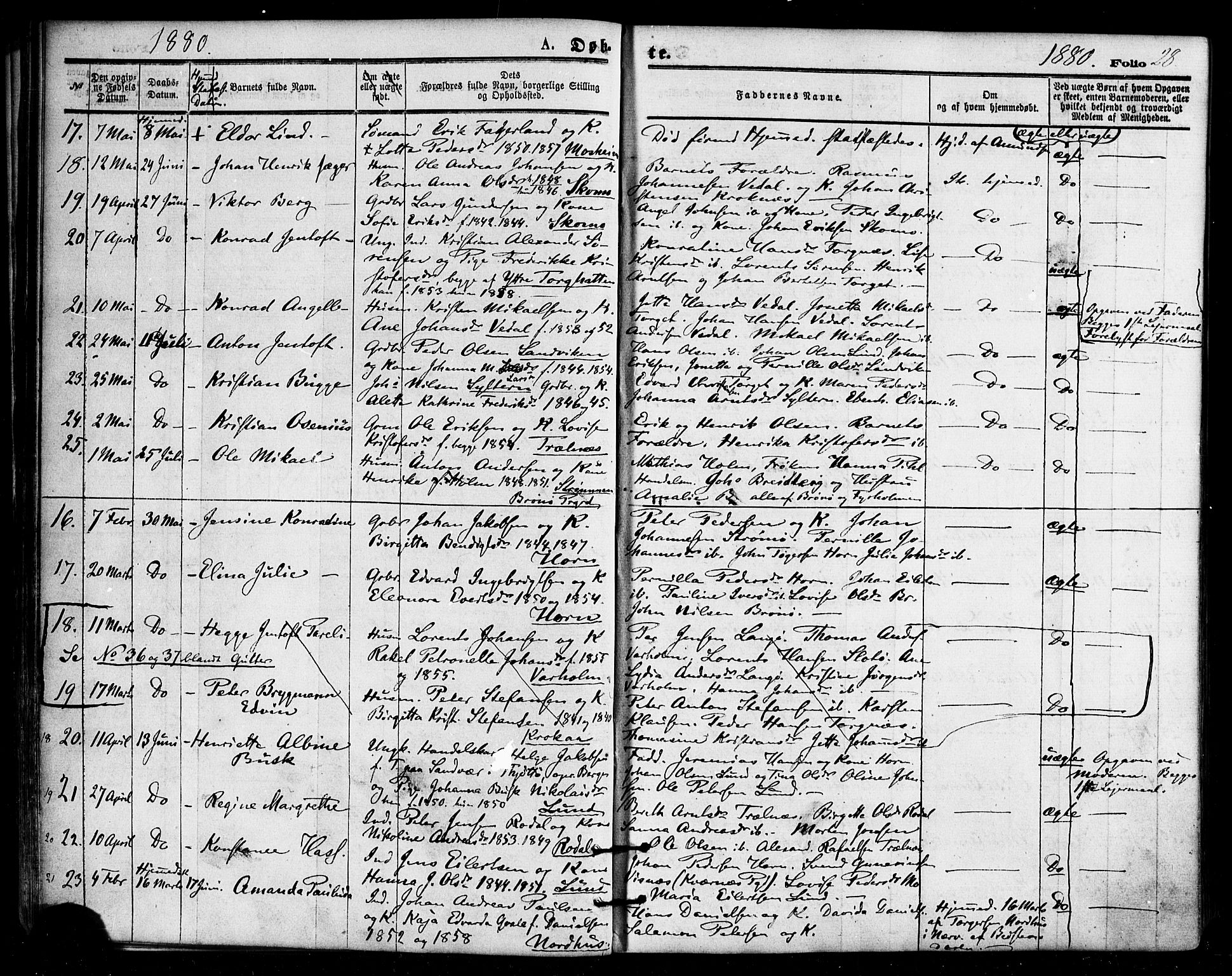 Ministerialprotokoller, klokkerbøker og fødselsregistre - Nordland, AV/SAT-A-1459/813/L0199: Ministerialbok nr. 813A09, 1875-1885, s. 28
