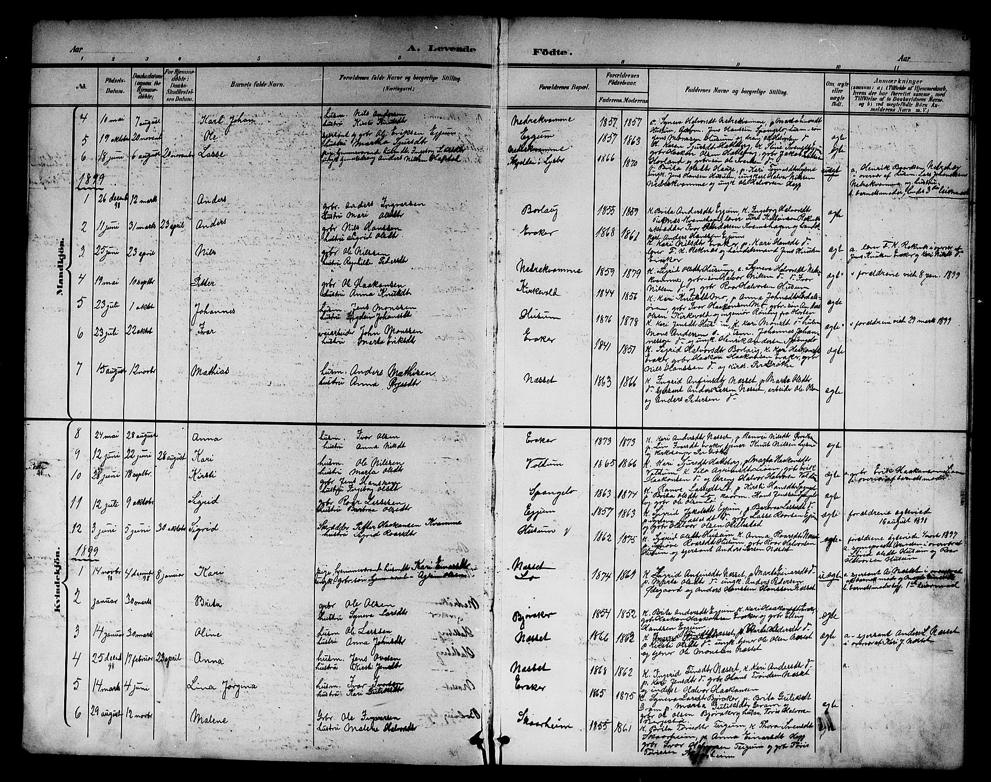 Lærdal sokneprestembete, AV/SAB-A-81201: Klokkerbok nr. B 1, 1897-1928, s. 5