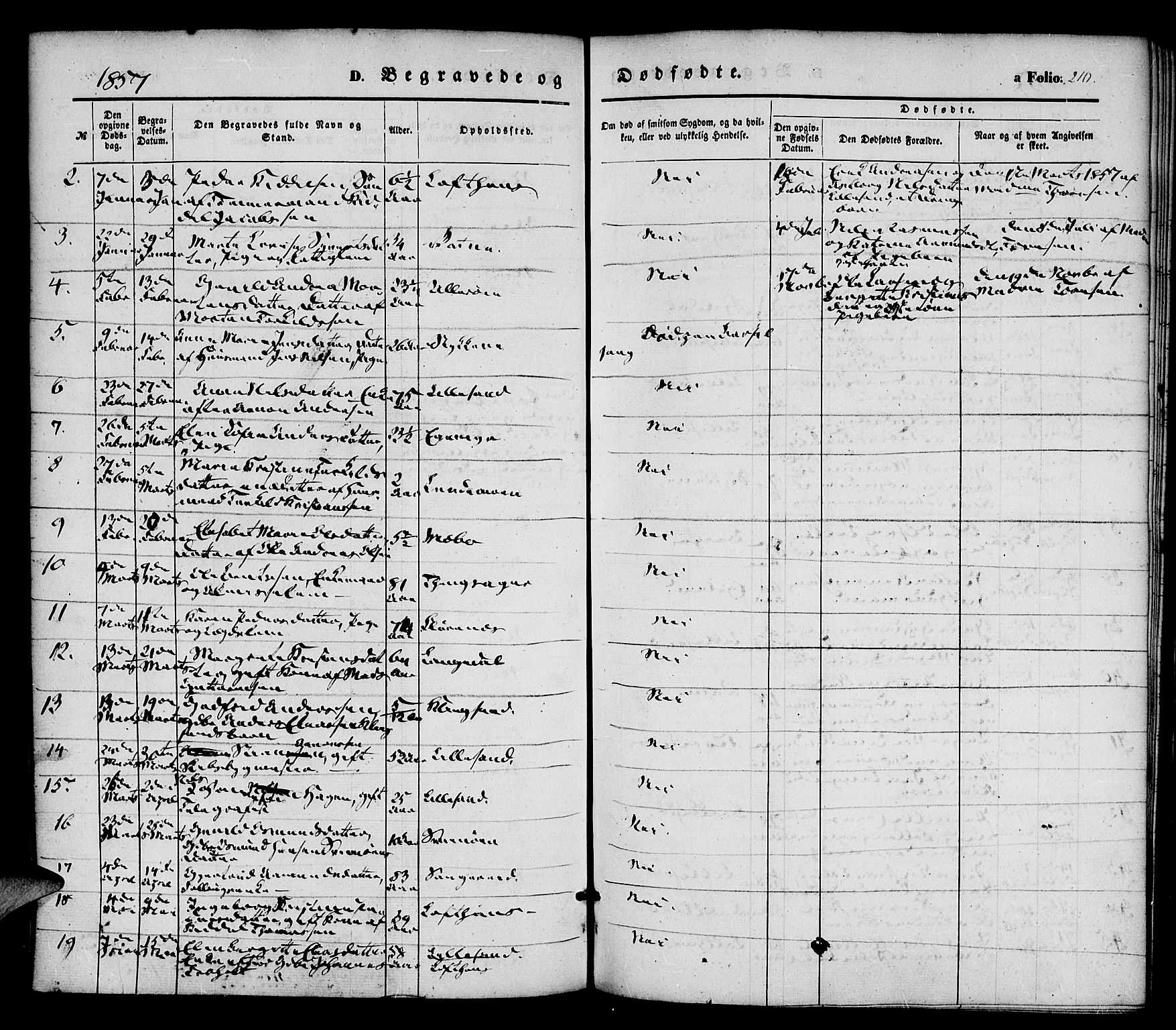 Vestre Moland sokneprestkontor, AV/SAK-1111-0046/F/Fa/Fab/L0006: Ministerialbok nr. A 6, 1850-1858, s. 210