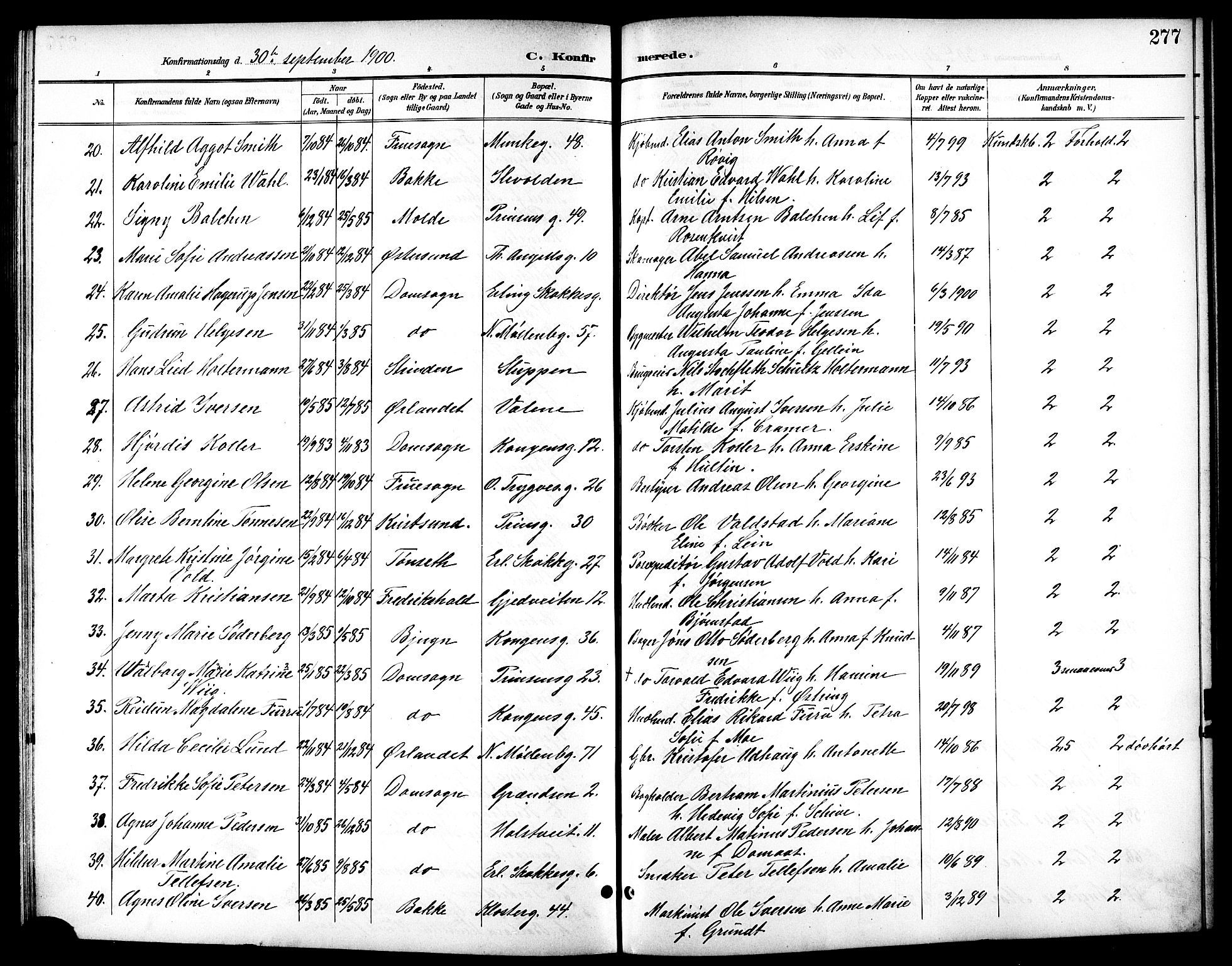 Ministerialprotokoller, klokkerbøker og fødselsregistre - Sør-Trøndelag, SAT/A-1456/601/L0094: Klokkerbok nr. 601C12, 1898-1911, s. 277