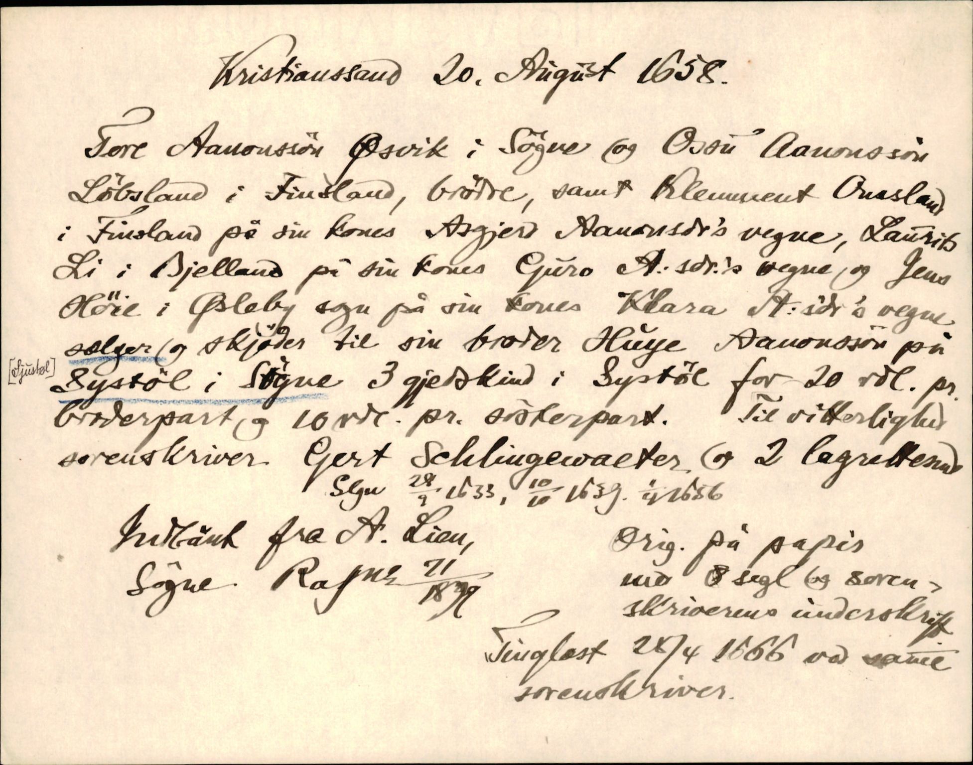 Riksarkivets diplomsamling, AV/RA-EA-5965/F35/F35d/L0004: Innlånte diplomer, seddelregister, 1643-1660, s. 517