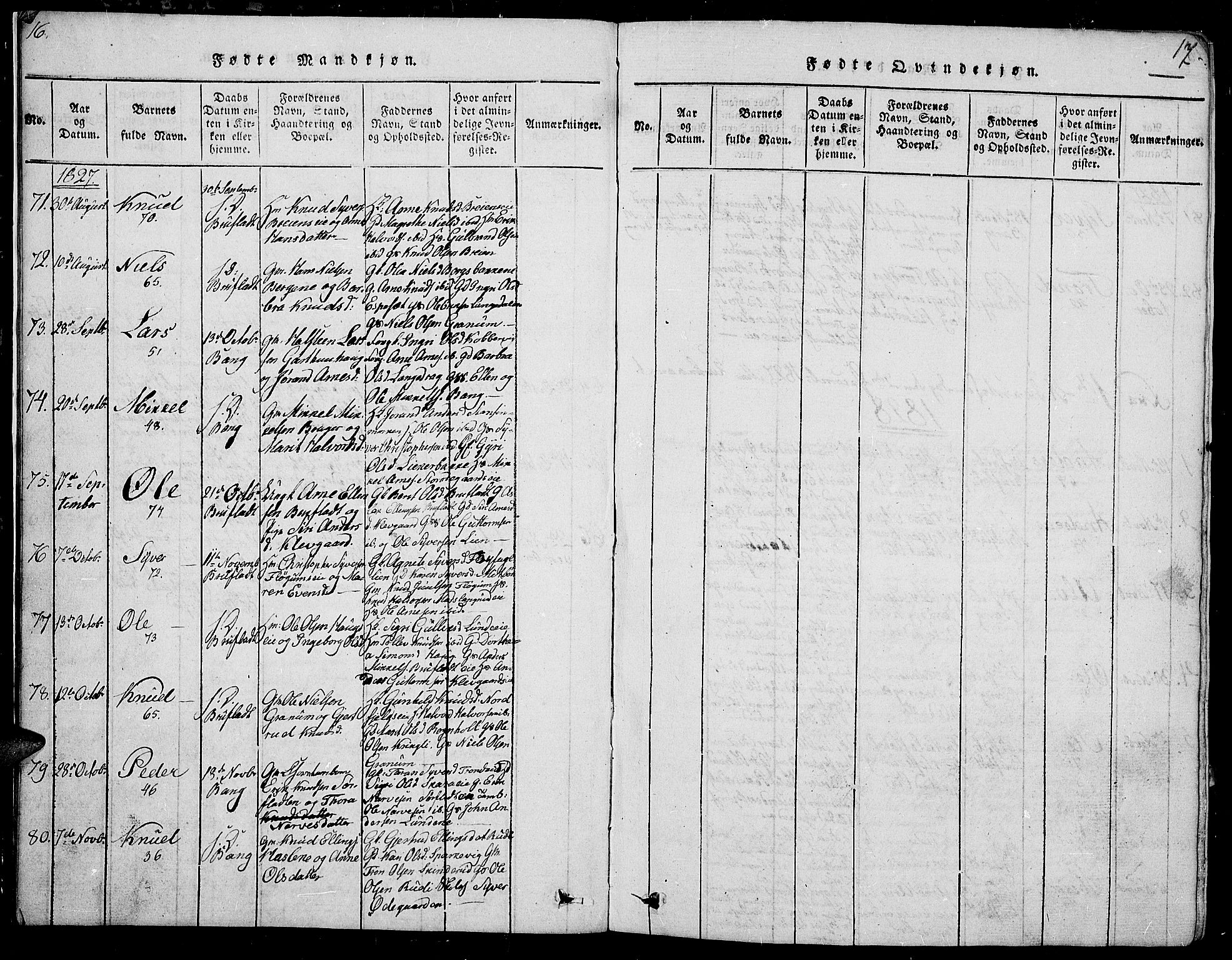 Sør-Aurdal prestekontor, SAH/PREST-128/H/Ha/Hab/L0002: Klokkerbok nr. 2, 1826-1840, s. 16-17