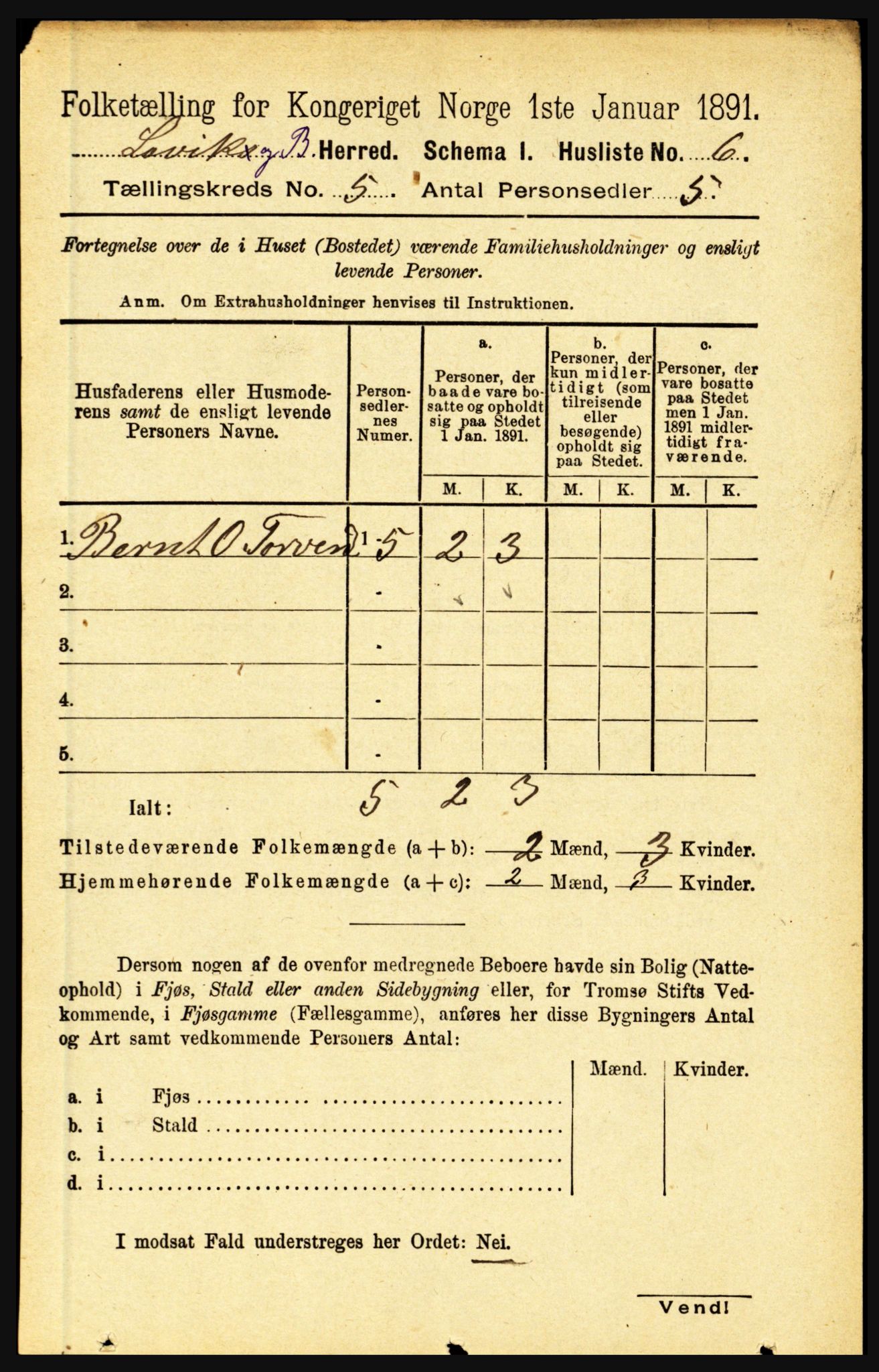 RA, Folketelling 1891 for 1415 Lavik og Brekke herred, 1891, s. 963