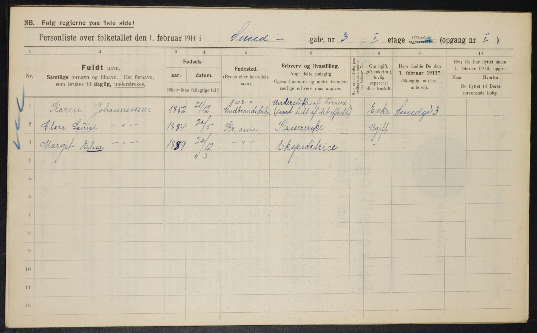 OBA, Kommunal folketelling 1.2.1914 for Kristiania, 1914, s. 96975