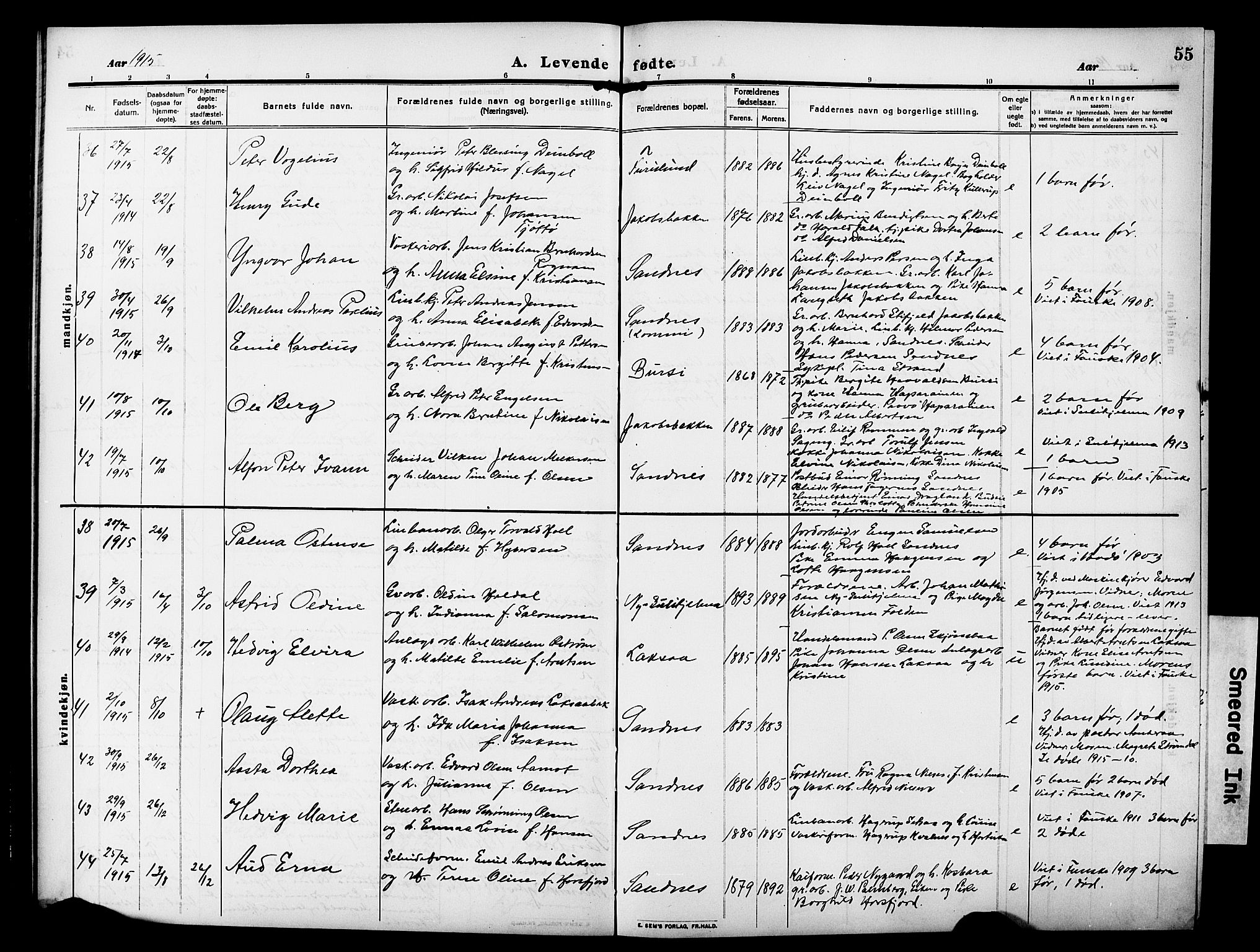 Ministerialprotokoller, klokkerbøker og fødselsregistre - Nordland, AV/SAT-A-1459/850/L0710: Ministerialbok nr. 850A02, 1910-1920, s. 55