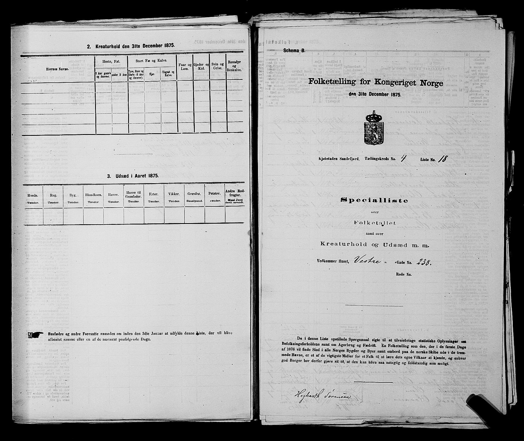 SAKO, Folketelling 1875 for 0706B Sandeherred prestegjeld, Sandefjord kjøpstad, 1875, s. 546