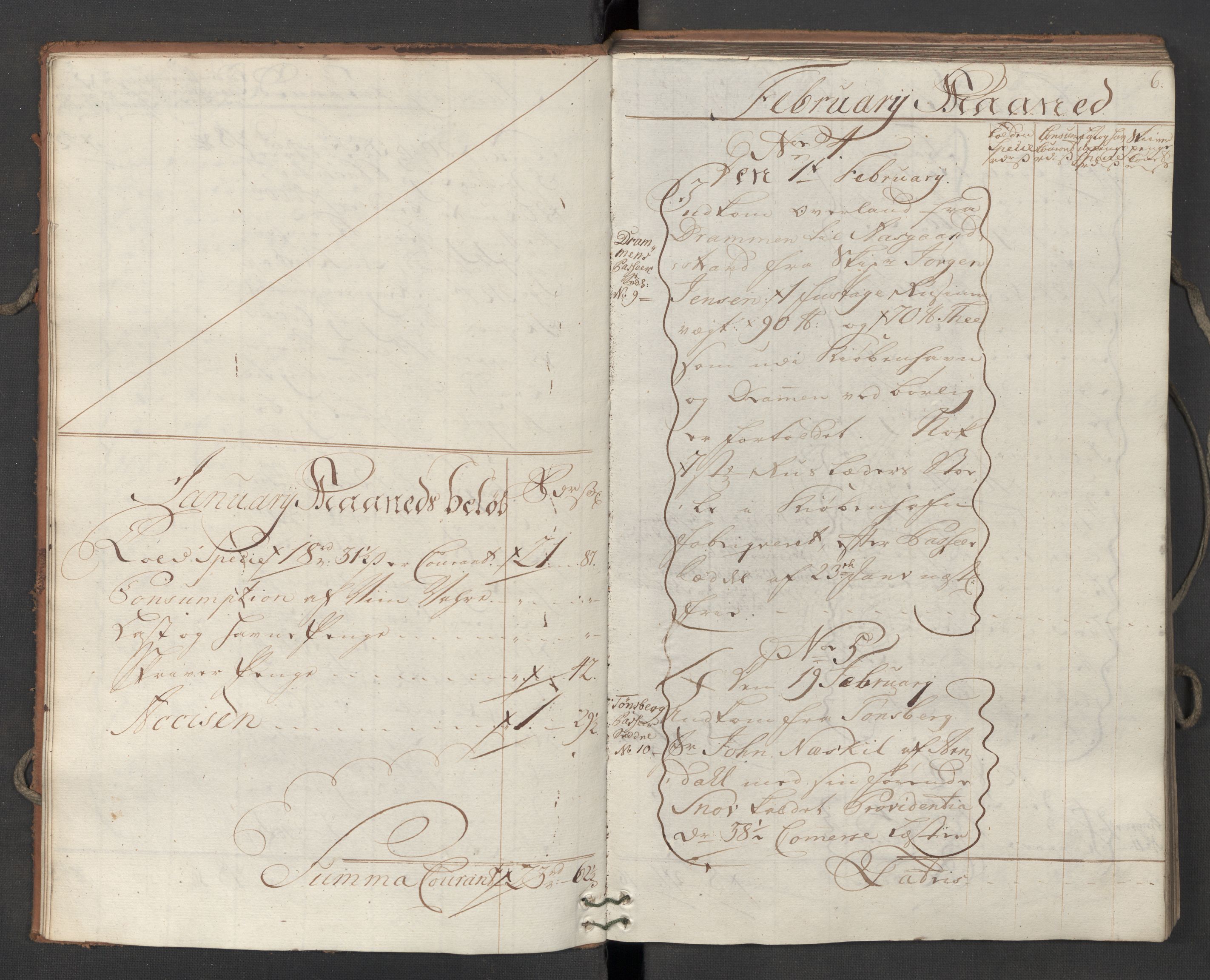 Generaltollkammeret, tollregnskaper, AV/RA-EA-5490/R09/L0033/0001: Tollregnskaper Holmestrand / Inngående hovedtollbok, 1762, s. 5b-6a