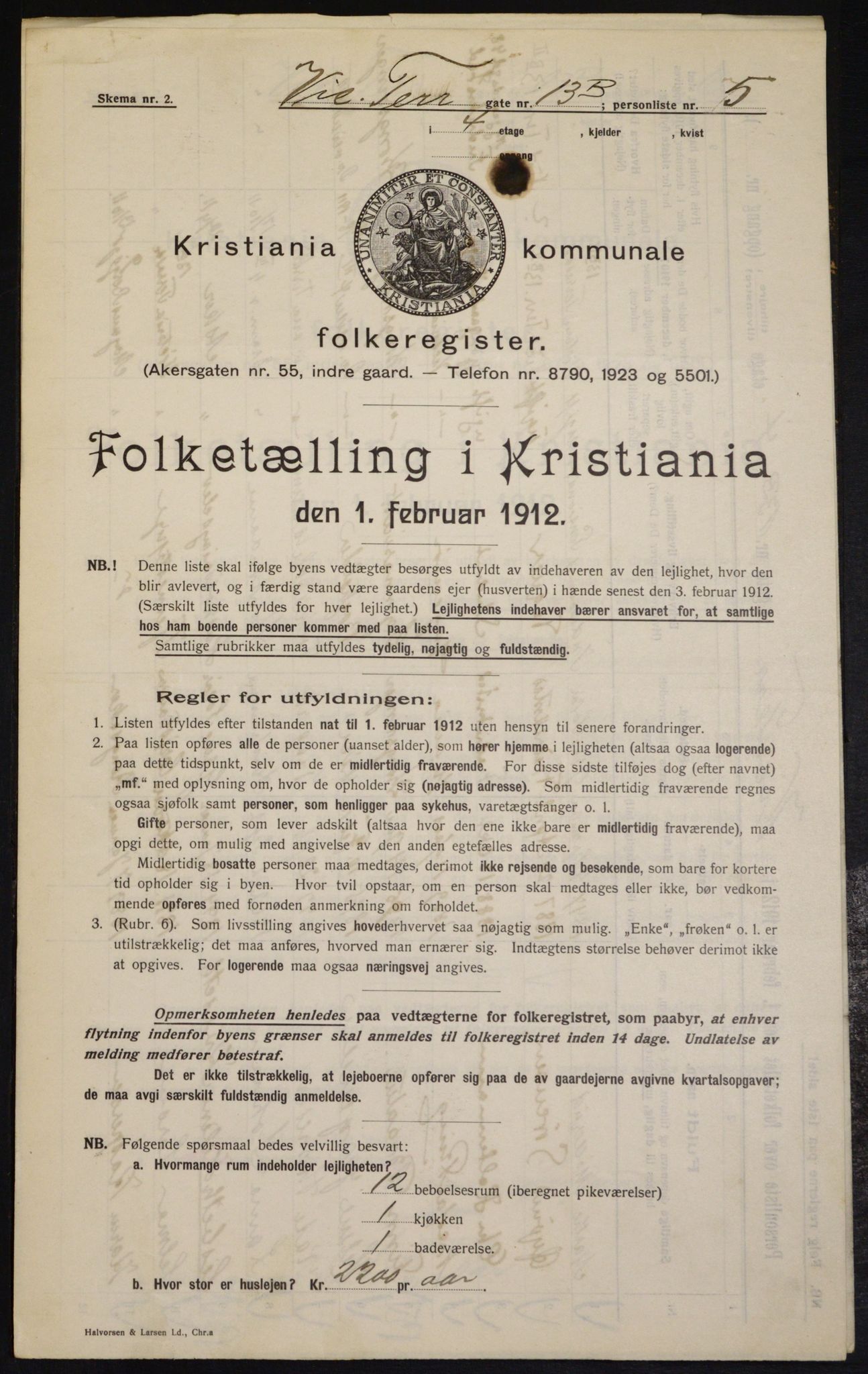 OBA, Kommunal folketelling 1.2.1912 for Kristiania, 1912, s. 123528