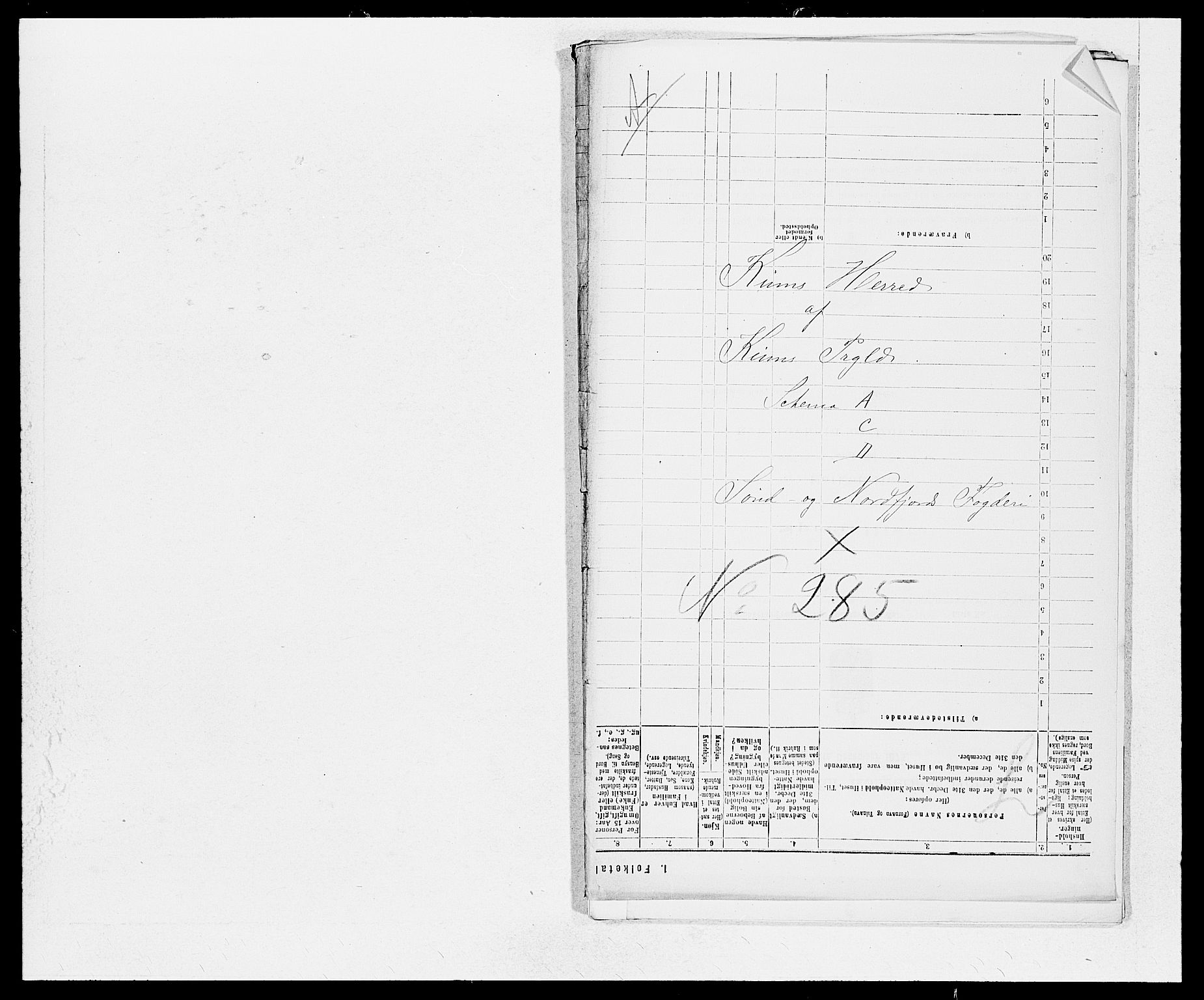 SAB, Folketelling 1875 for 1437L Kinn prestegjeld, Kinn sokn og Svanøy sokn, 1875, s. 1