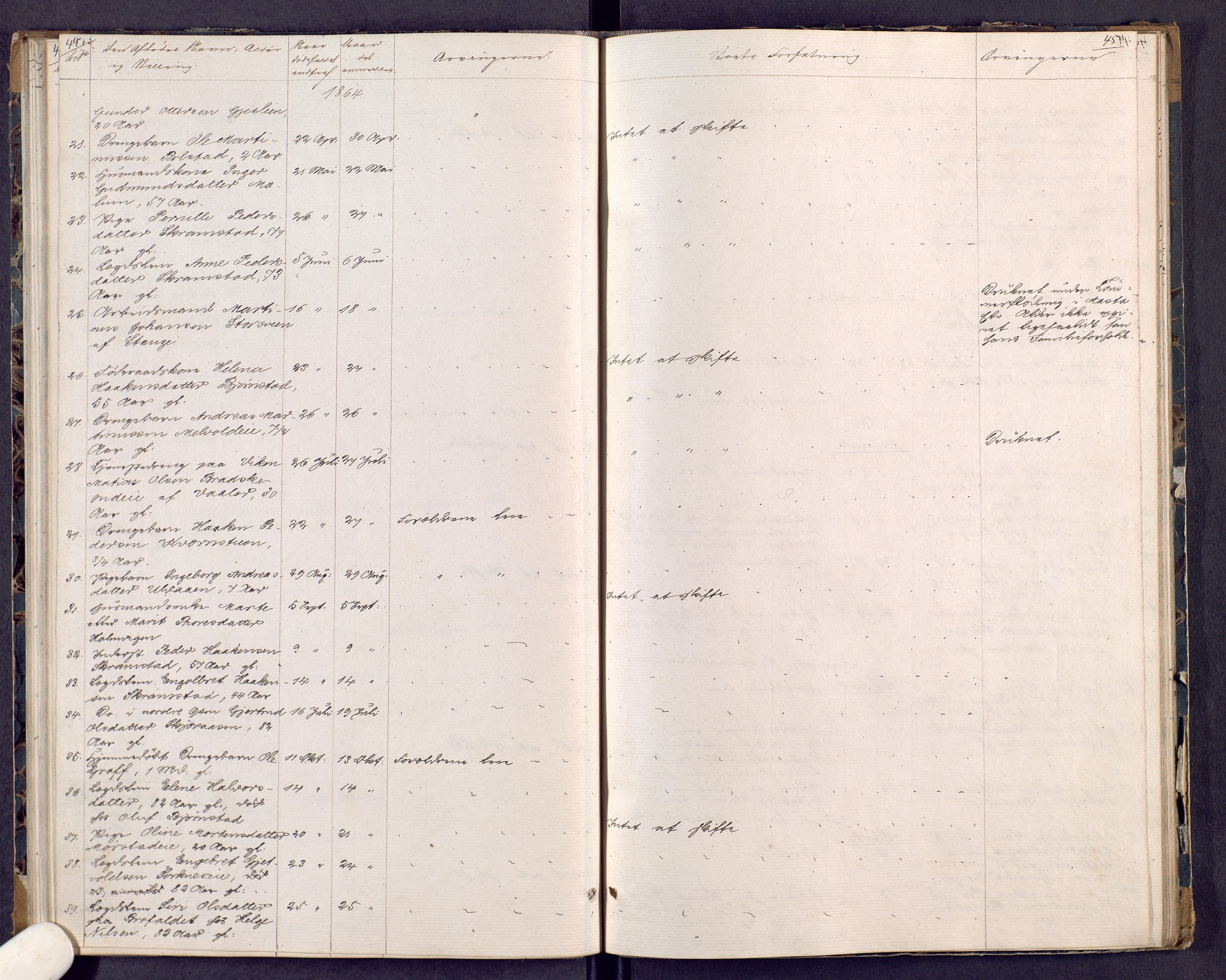 Sør-Østerdal sorenskriveri, AV/SAH-TING-018/J/Jg/L0010: Dødsfallsjournal, 1853-1872, s. 44-45