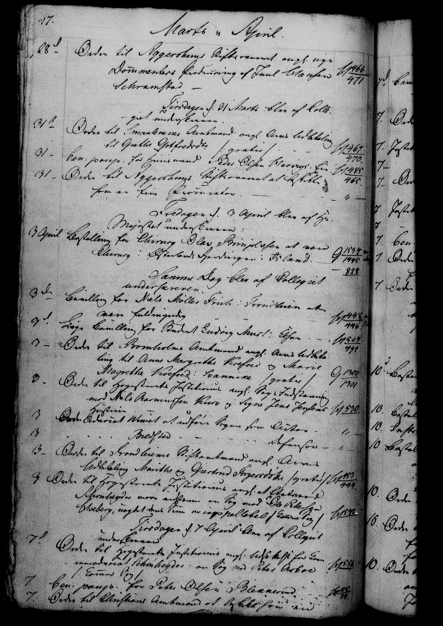 Danske Kanselli 1800-1814, RA/EA-3024/H/Hf/Hfb/Hfbc/L0008: Underskrivelsesbok m. register, 1807, s. 17