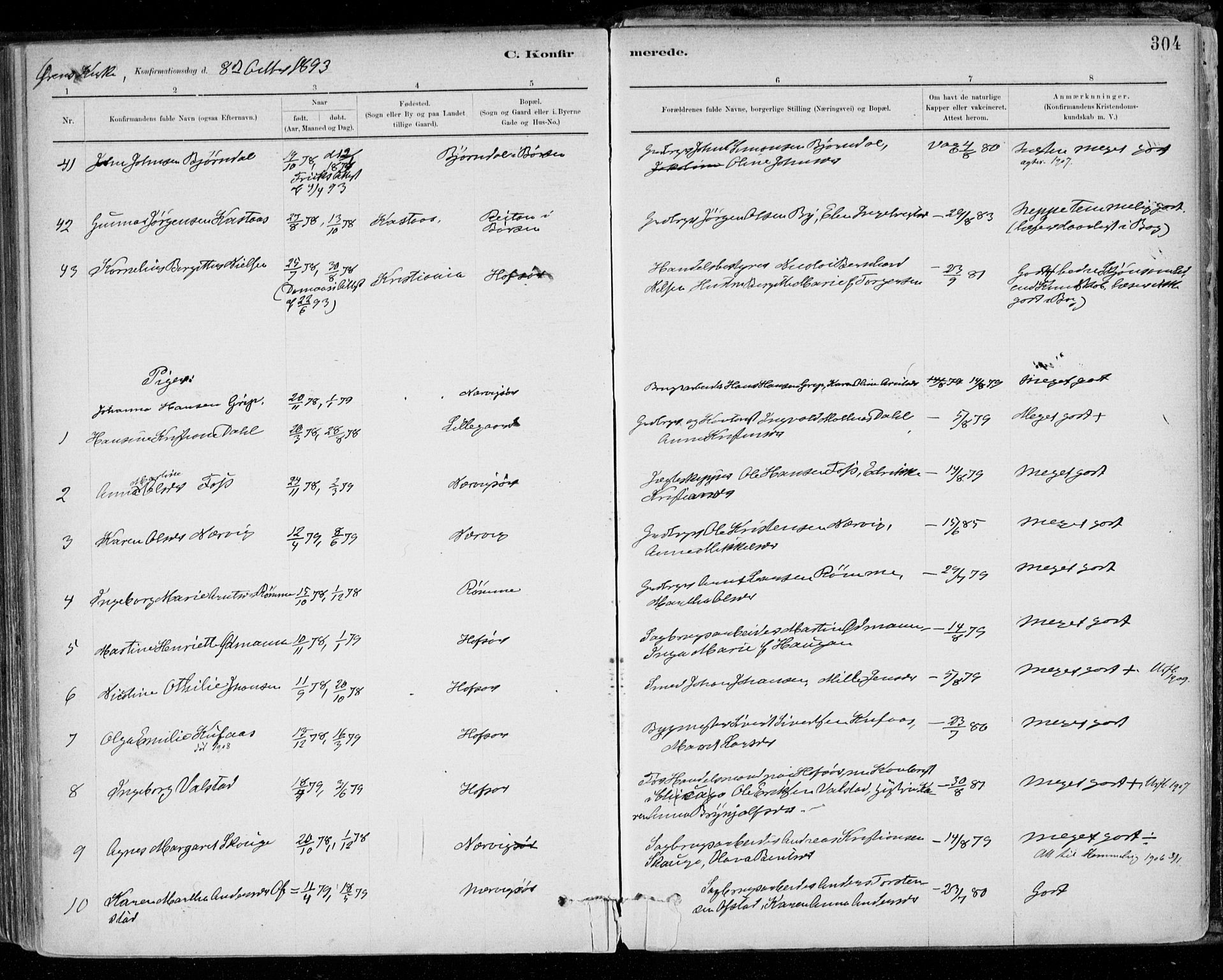Ministerialprotokoller, klokkerbøker og fødselsregistre - Sør-Trøndelag, AV/SAT-A-1456/668/L0809: Ministerialbok nr. 668A09, 1881-1895, s. 304