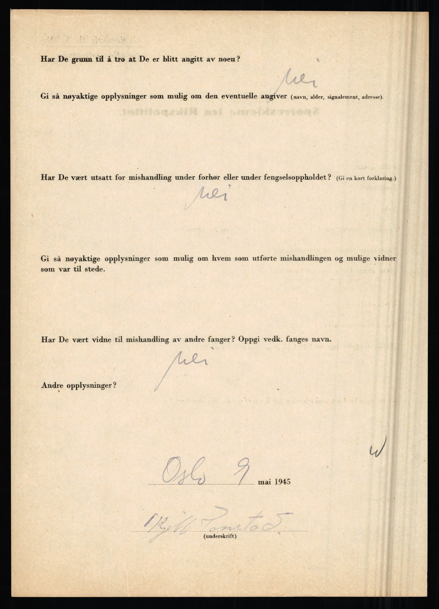 Rikspolitisjefen, AV/RA-S-1560/L/L0017: Tidemann, Hermann G. - Veum, Tjostolv, 1940-1945, s. 164