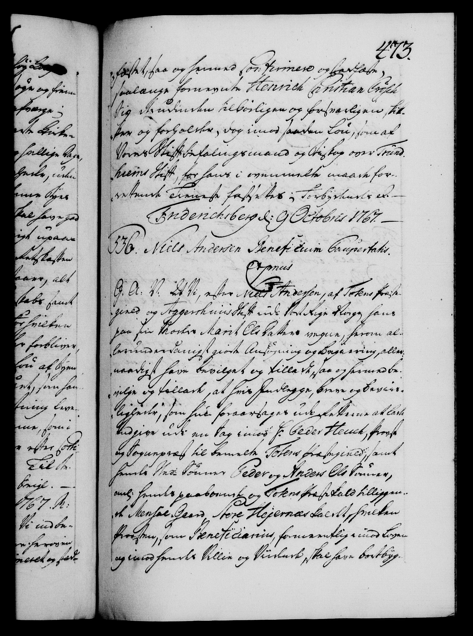 Danske Kanselli 1572-1799, AV/RA-EA-3023/F/Fc/Fca/Fcaa/L0043: Norske registre, 1766-1768, s. 473a