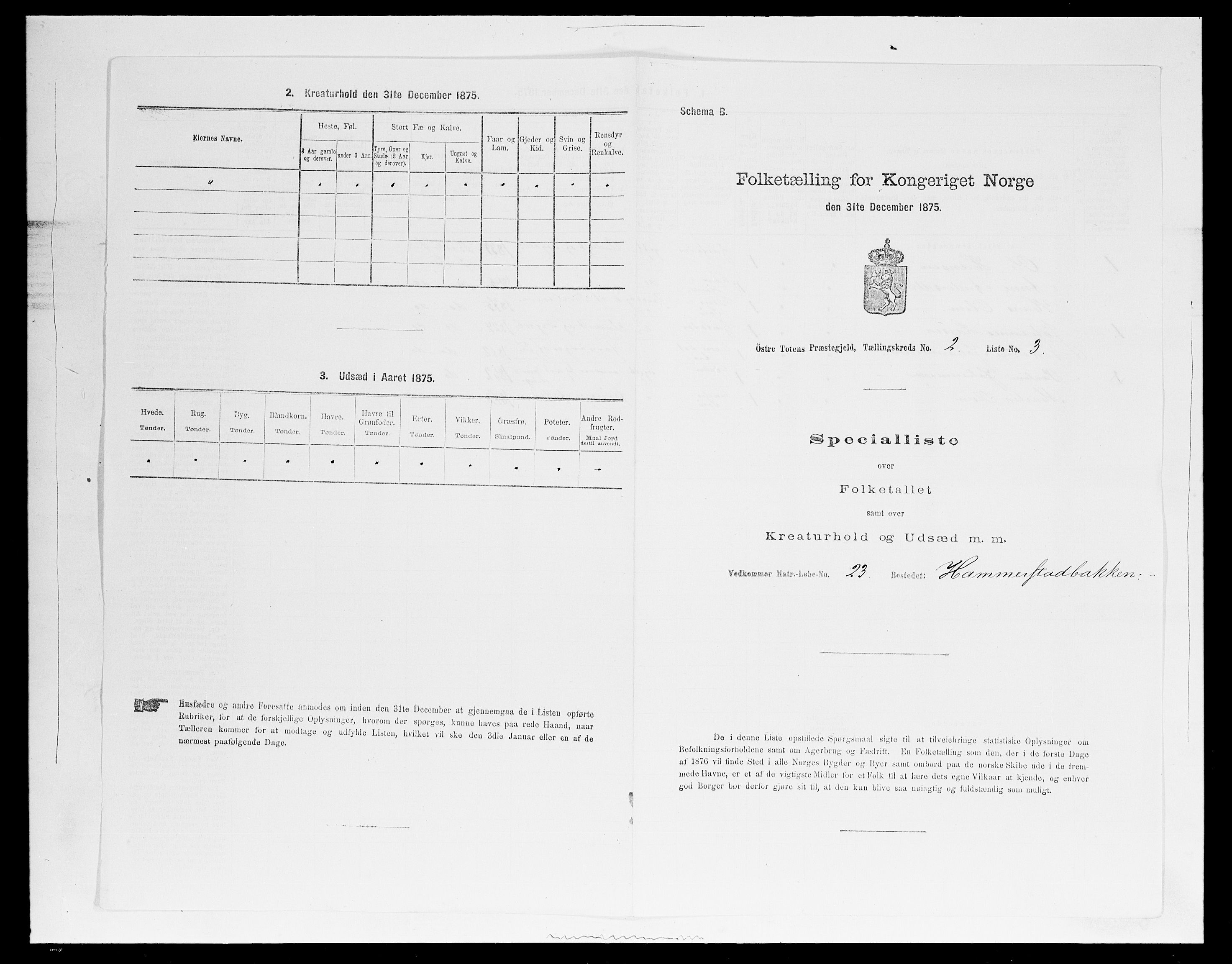 SAH, Folketelling 1875 for 0528P Østre Toten prestegjeld, 1875, s. 349