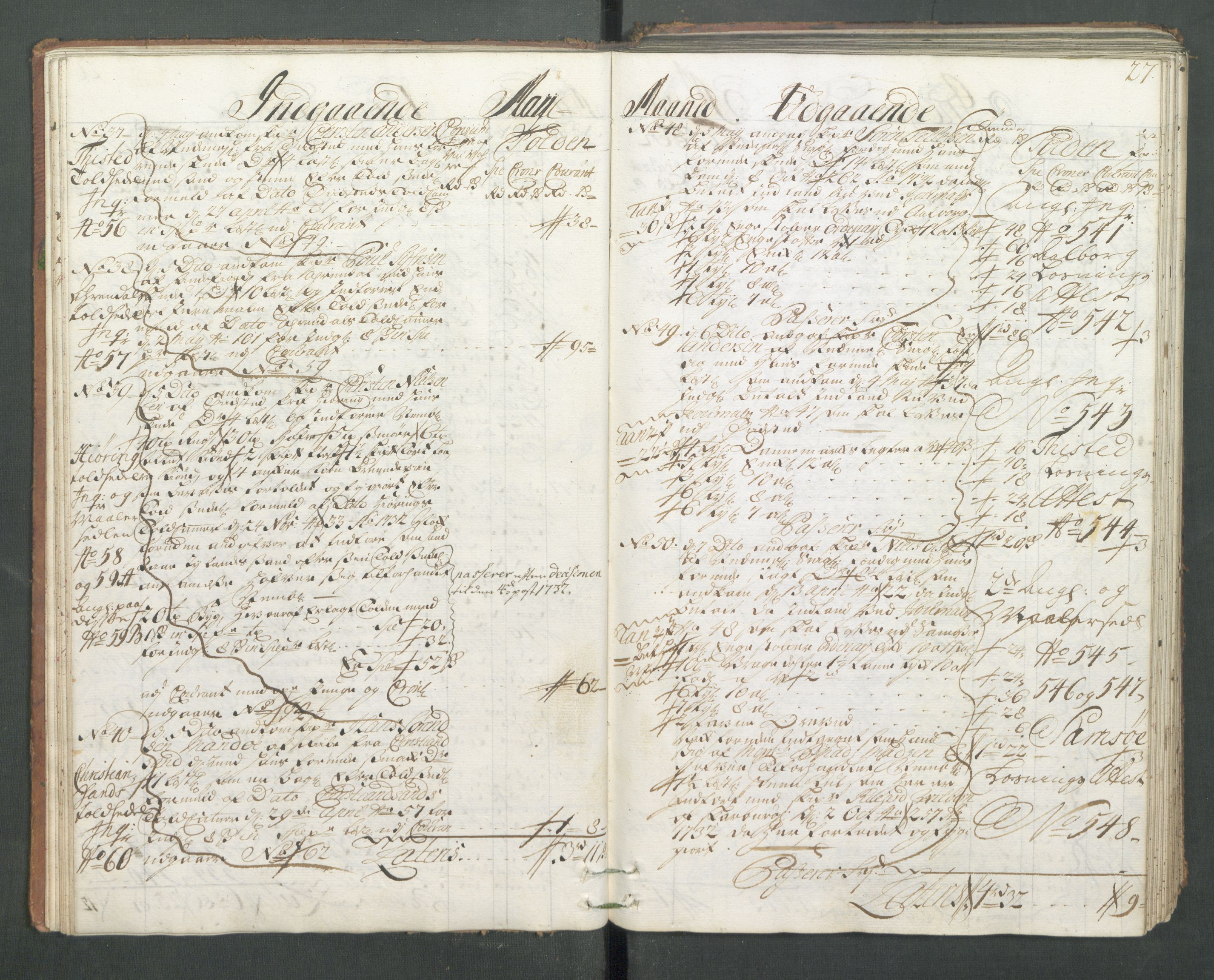 Generaltollkammeret, tollregnskaper, AV/RA-EA-5490/R14/L0013/0001: Tollregnskaper Øster-Risør / Hovedtollbok, 1733, s. 26b-27a