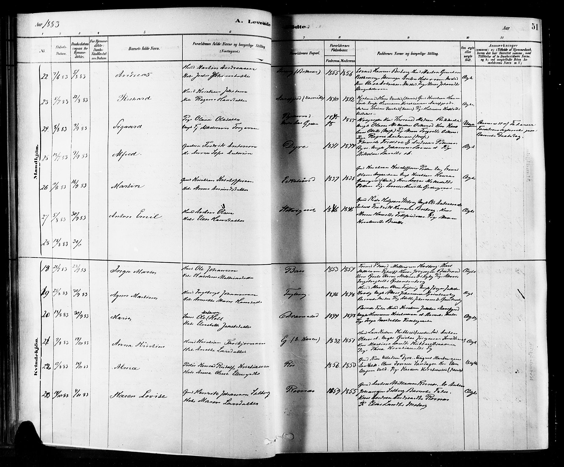 Rygge prestekontor Kirkebøker, SAO/A-10084b/F/Fa/L0007: Ministerialbok nr. 7, 1878-1904, s. 51