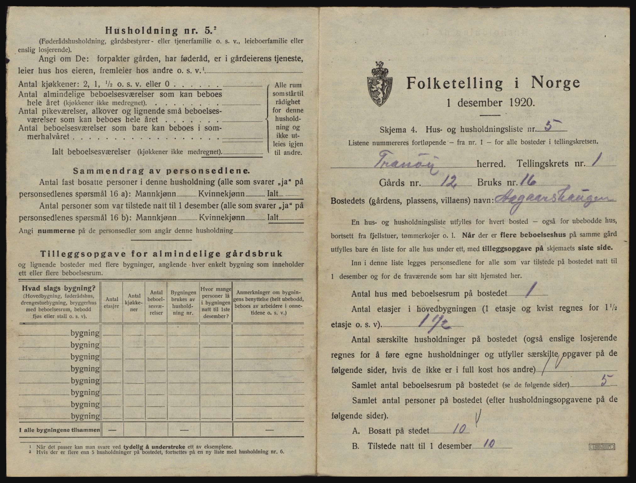 SATØ, Folketelling 1920 for 1927 Tranøy herred, 1920, s. 43