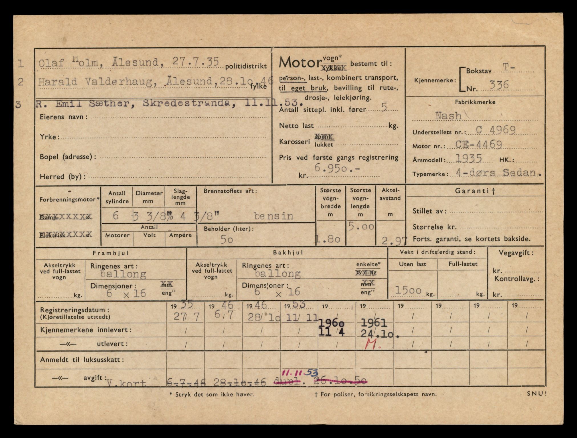 Møre og Romsdal vegkontor - Ålesund trafikkstasjon, SAT/A-4099/F/Fe/L0003: Registreringskort for kjøretøy T 232 - T 340, 1927-1998, s. 2452