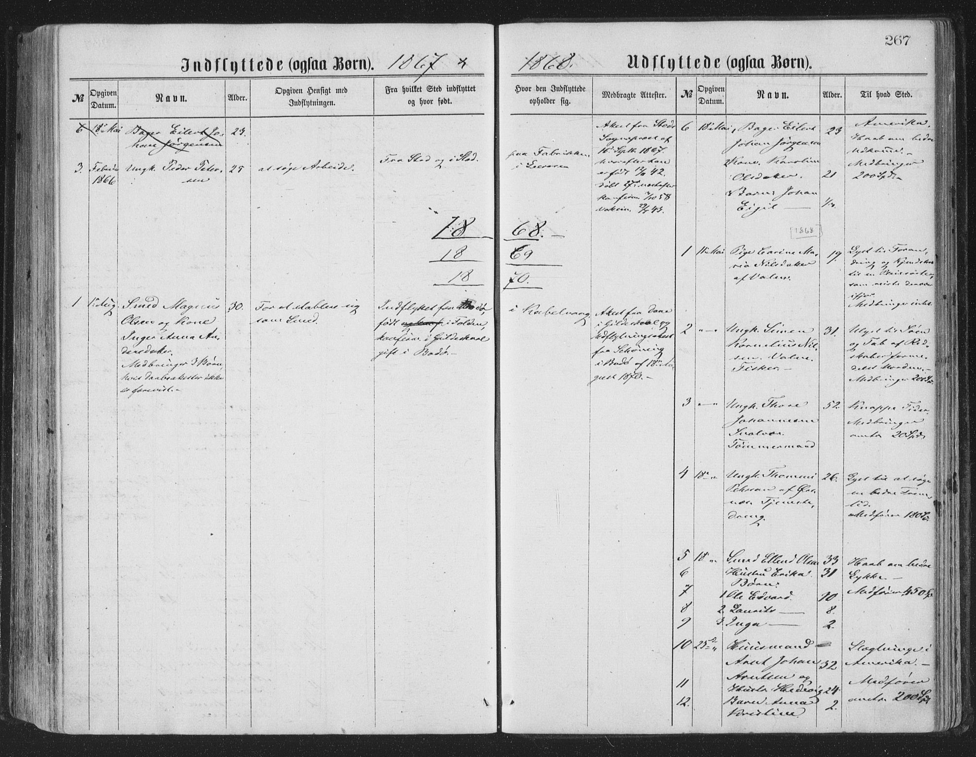 Ministerialprotokoller, klokkerbøker og fødselsregistre - Nordland, SAT/A-1459/874/L1057: Ministerialbok nr. 874A01, 1866-1877, s. 267