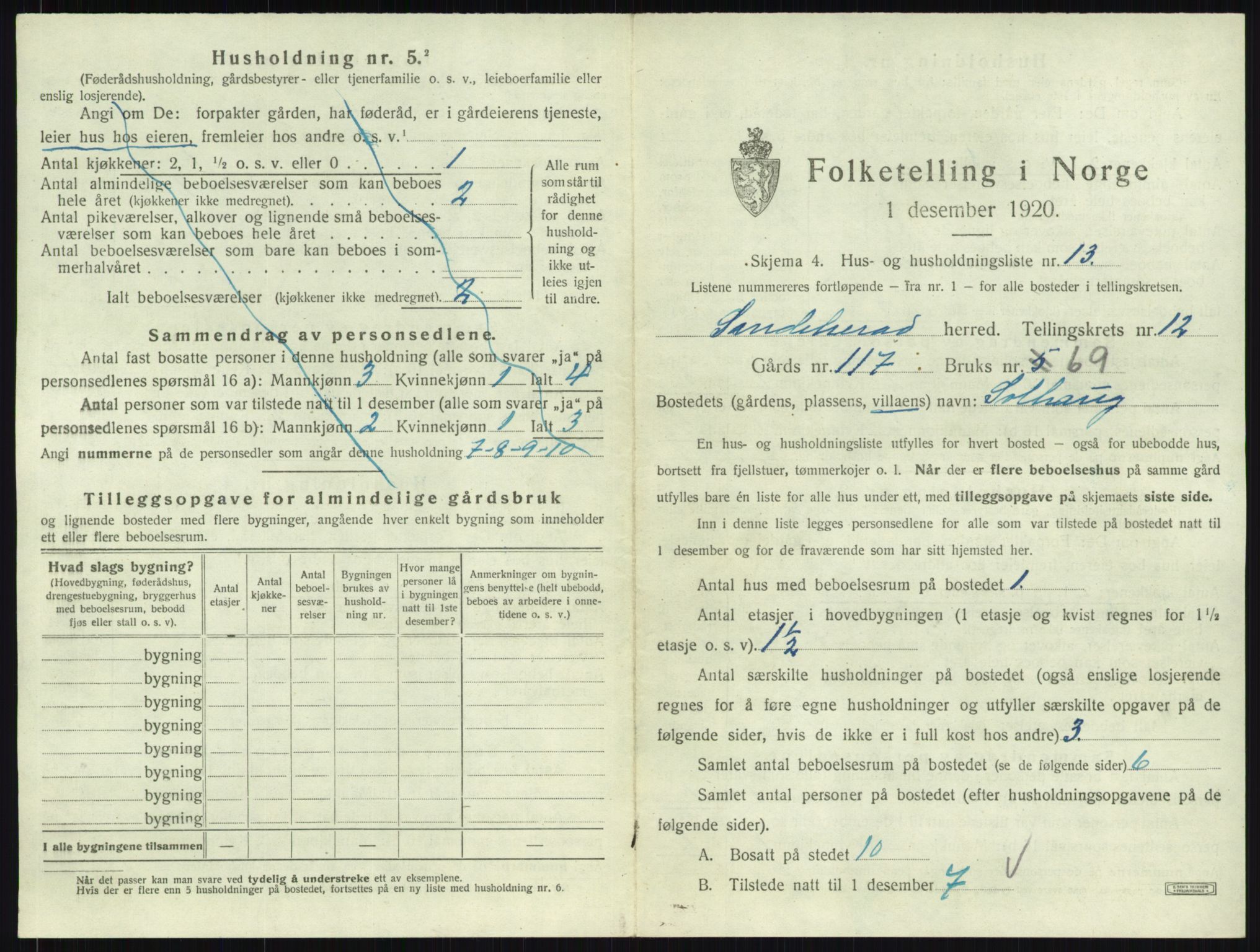 SAKO, Folketelling 1920 for 0724 Sandeherred herred, 1920, s. 2600