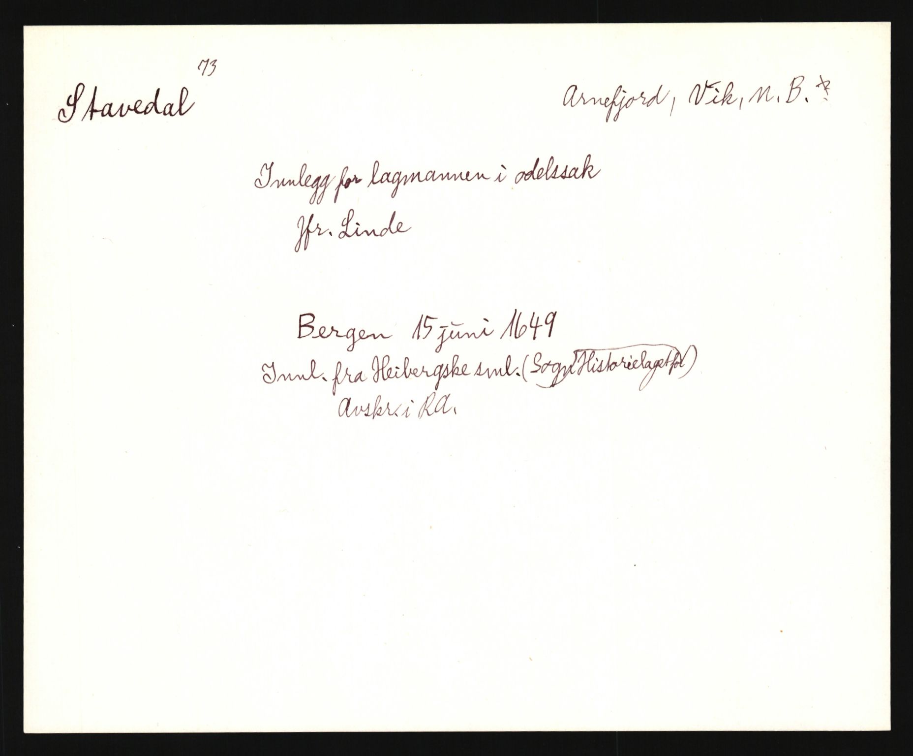 Riksarkivets diplomsamling, AV/RA-EA-5965/F35/F35e/L0030: Registreringssedler Sogn og Fjordane, 1400-1700, s. 277