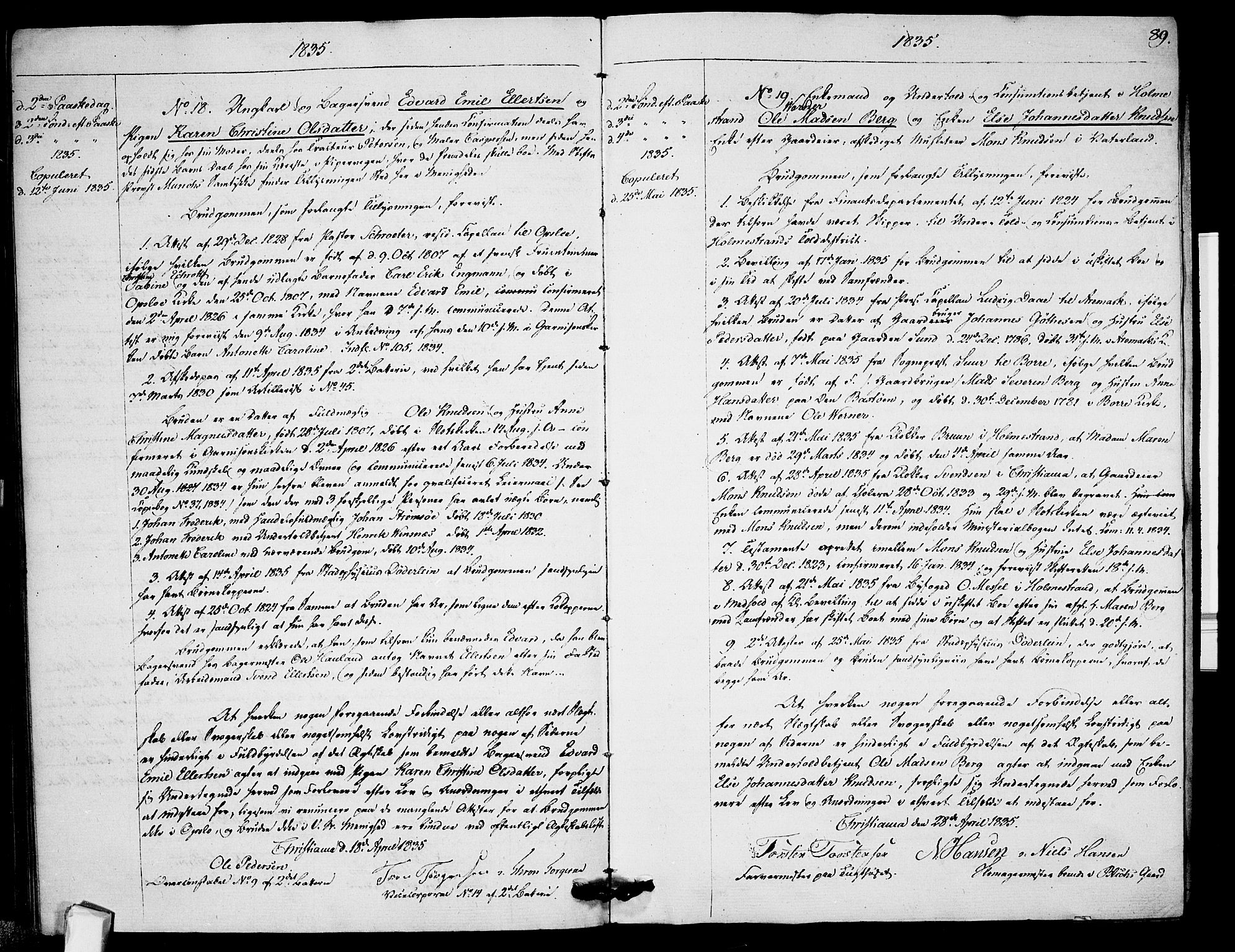 Garnisonsmenigheten Kirkebøker, AV/SAO-A-10846/H/Ha/L0002: Lysningsprotokoll nr. I 2, 1829-1835, s. 89